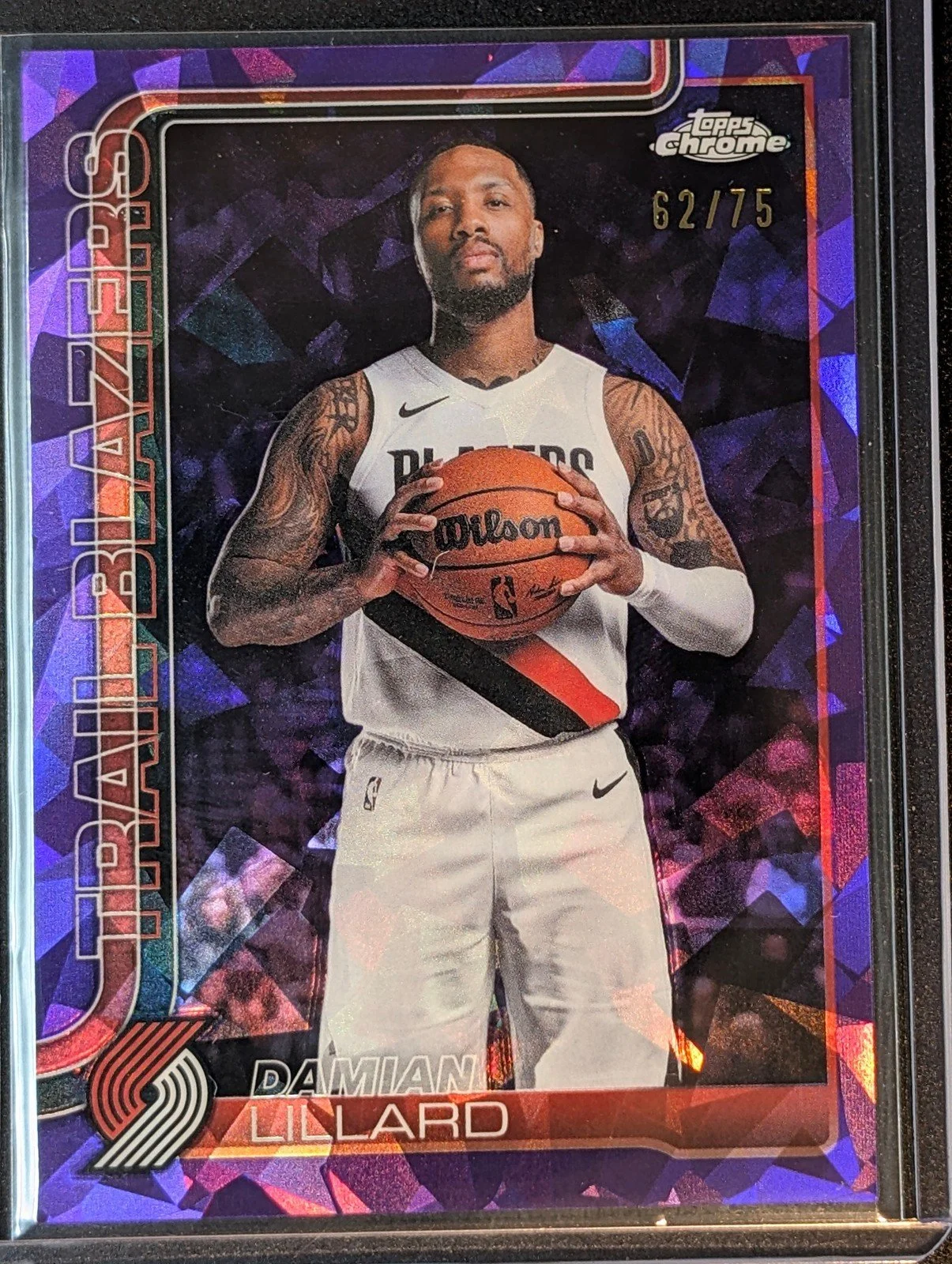 Front of 2025-26 Topps Chrome Update /75 Damian Lillard Sapphire #46