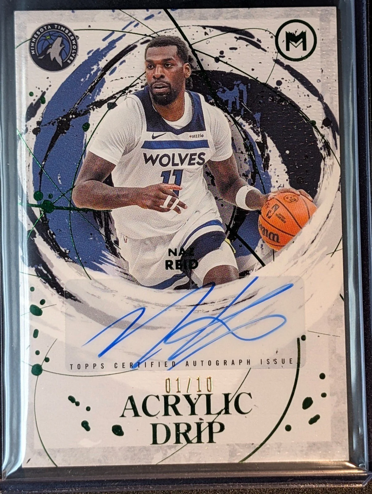Front of 1/10 2025-26 Topps Motif /10 Naz Reid Acrylic Drip Autographs