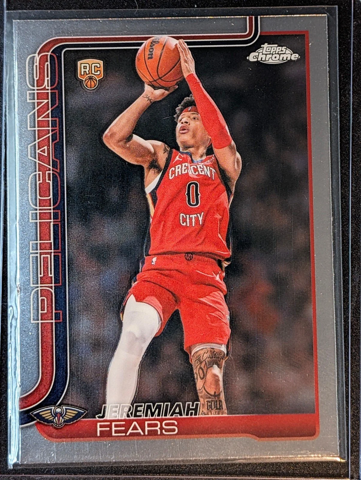 Front of 2025-26 Topps Chrome Update Jeremiah Fears #157 RC