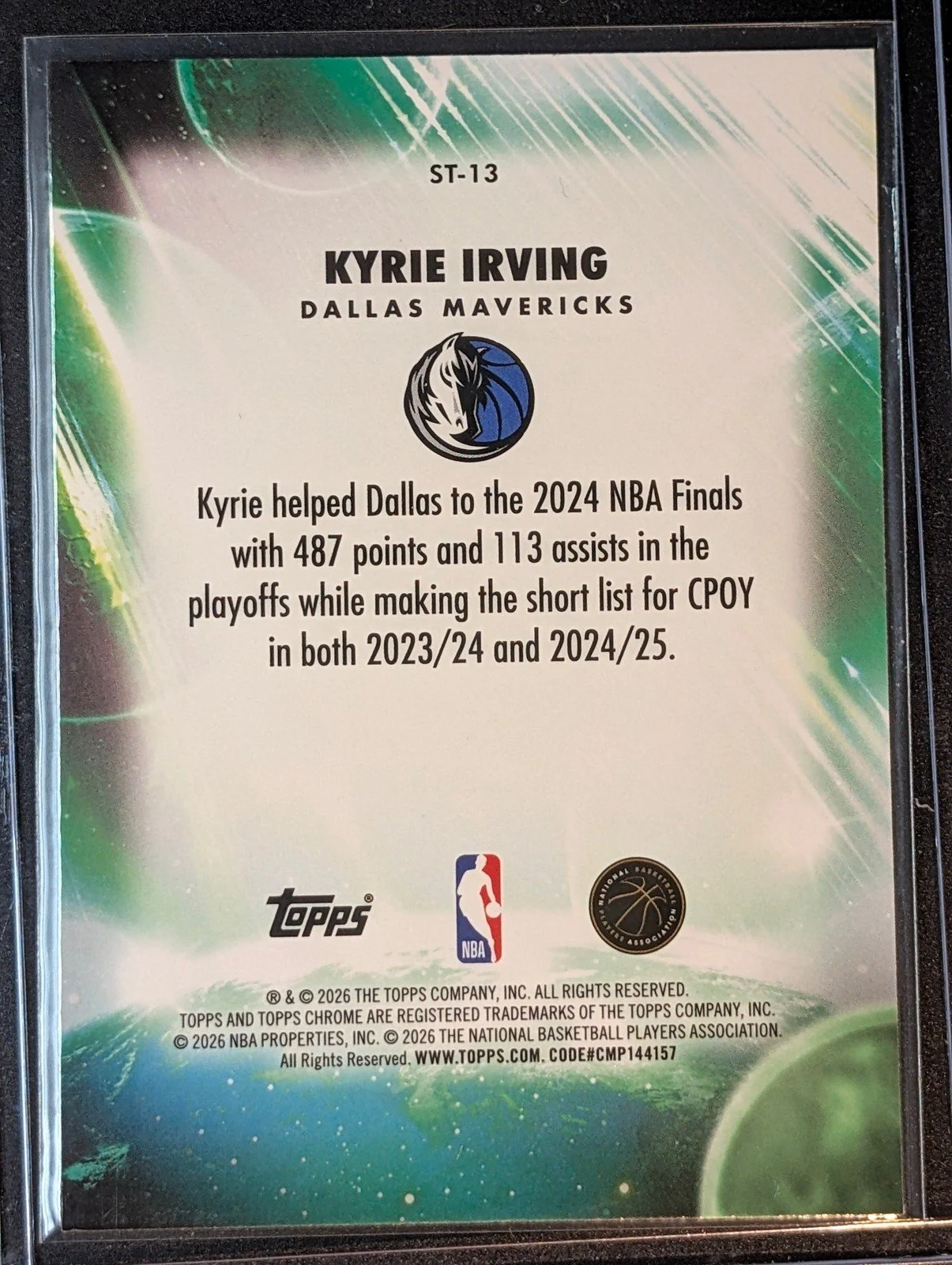 Back of 2025-26 Topps Chrome Update Kyrie Irving Stratospheric Stars #ST-13