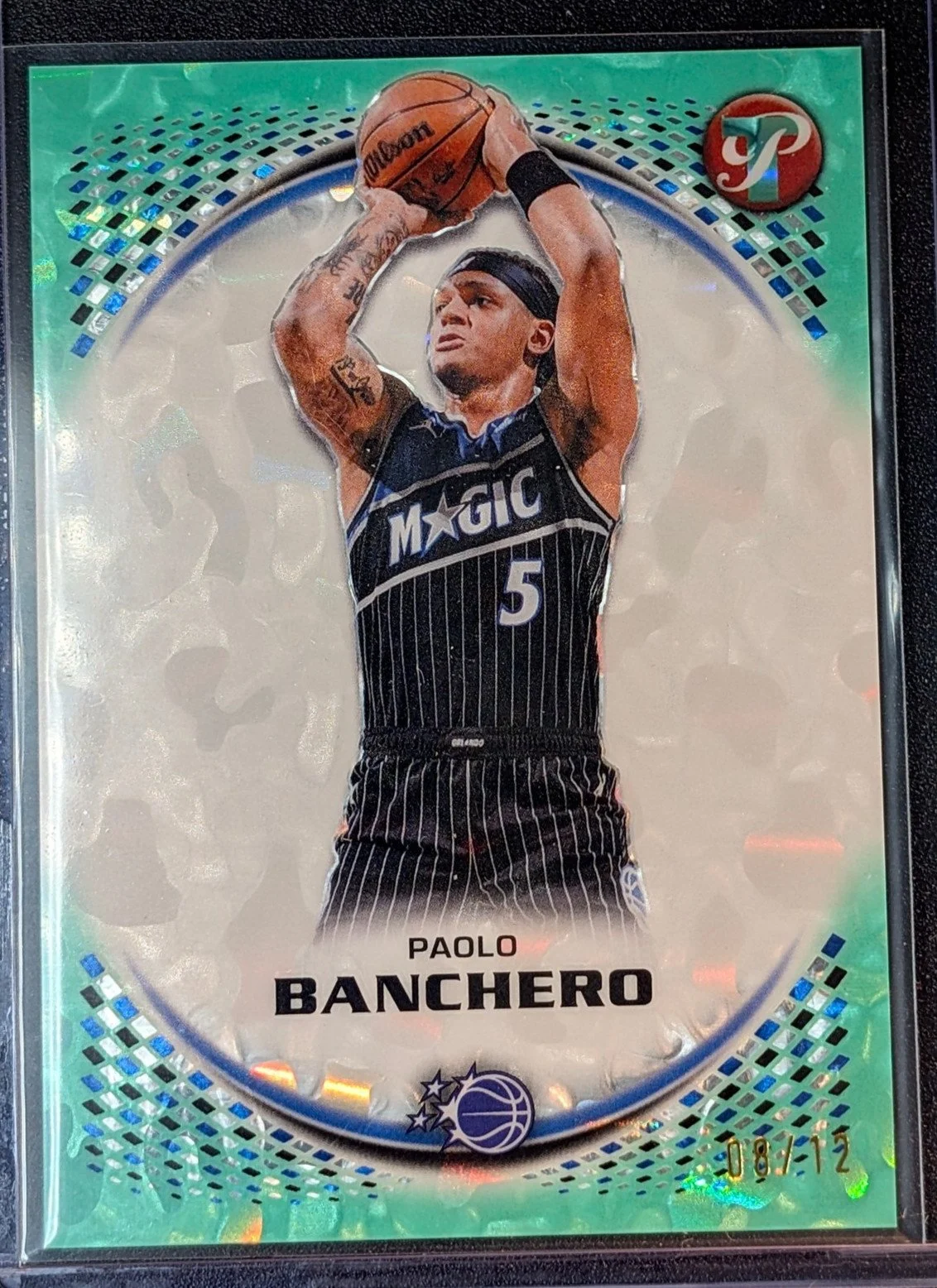 Front of 2025-26 Topps Pristine 8/12 Paolo Banchero FOTL Exclusive #64 /12