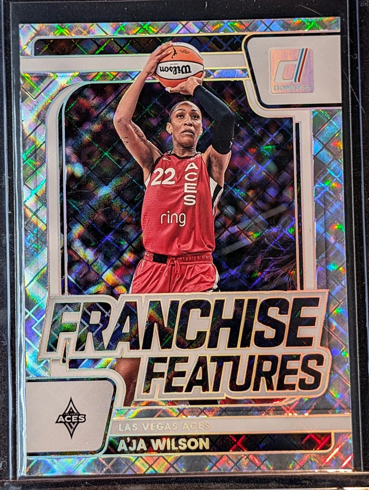 Front of 2026 Panini Donruss WNBA #9 A'ja Wilson Franchise Features Diamond