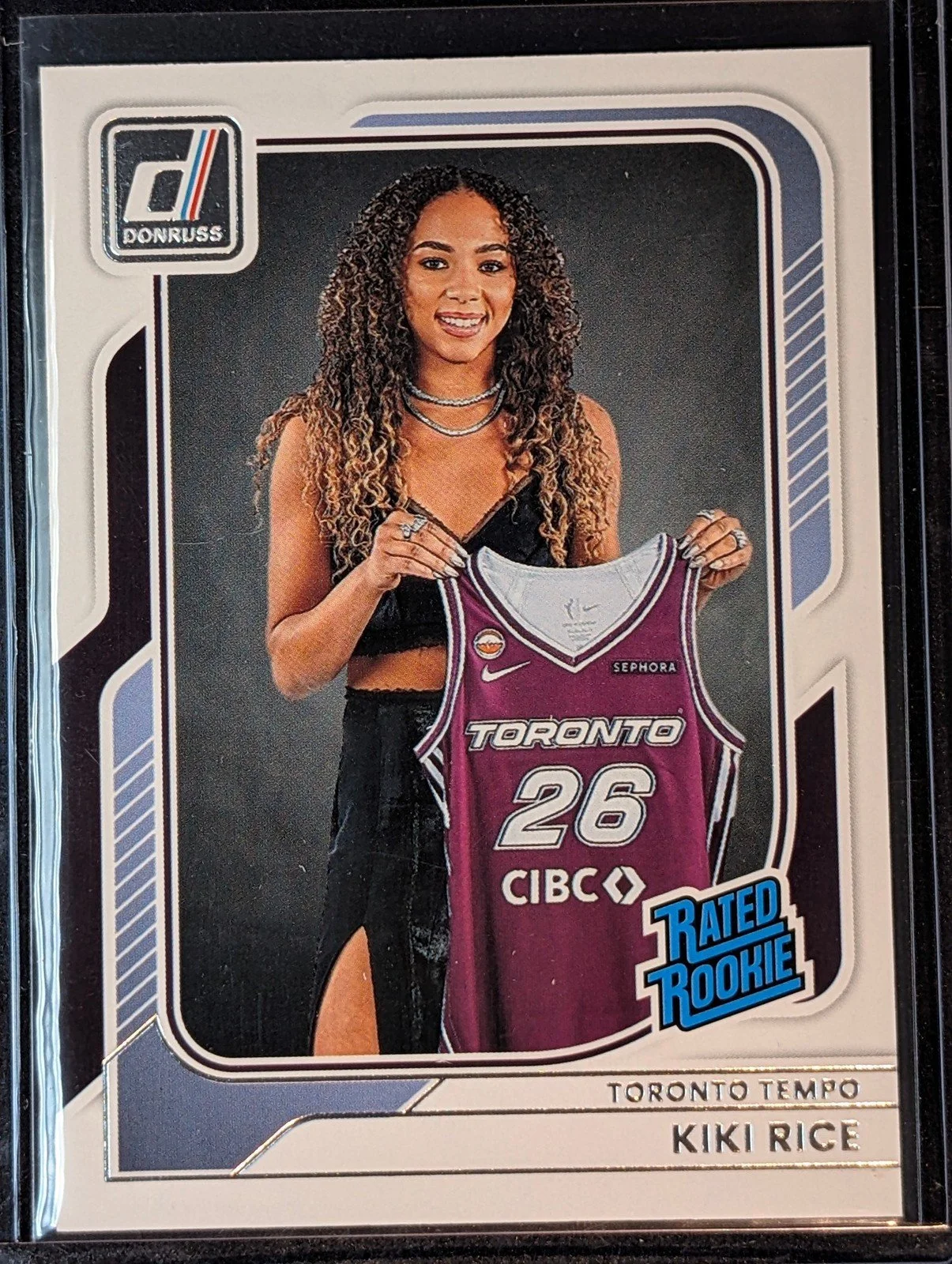Front of 2026 Panini Donruss WNBA #91 Kiki Rice Rated Rookie