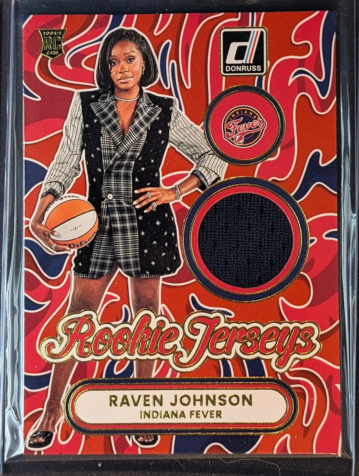 Front of 2026 Panini Donruss WNBA Raven Johnson Rookie Fever RJ-RJ RC
