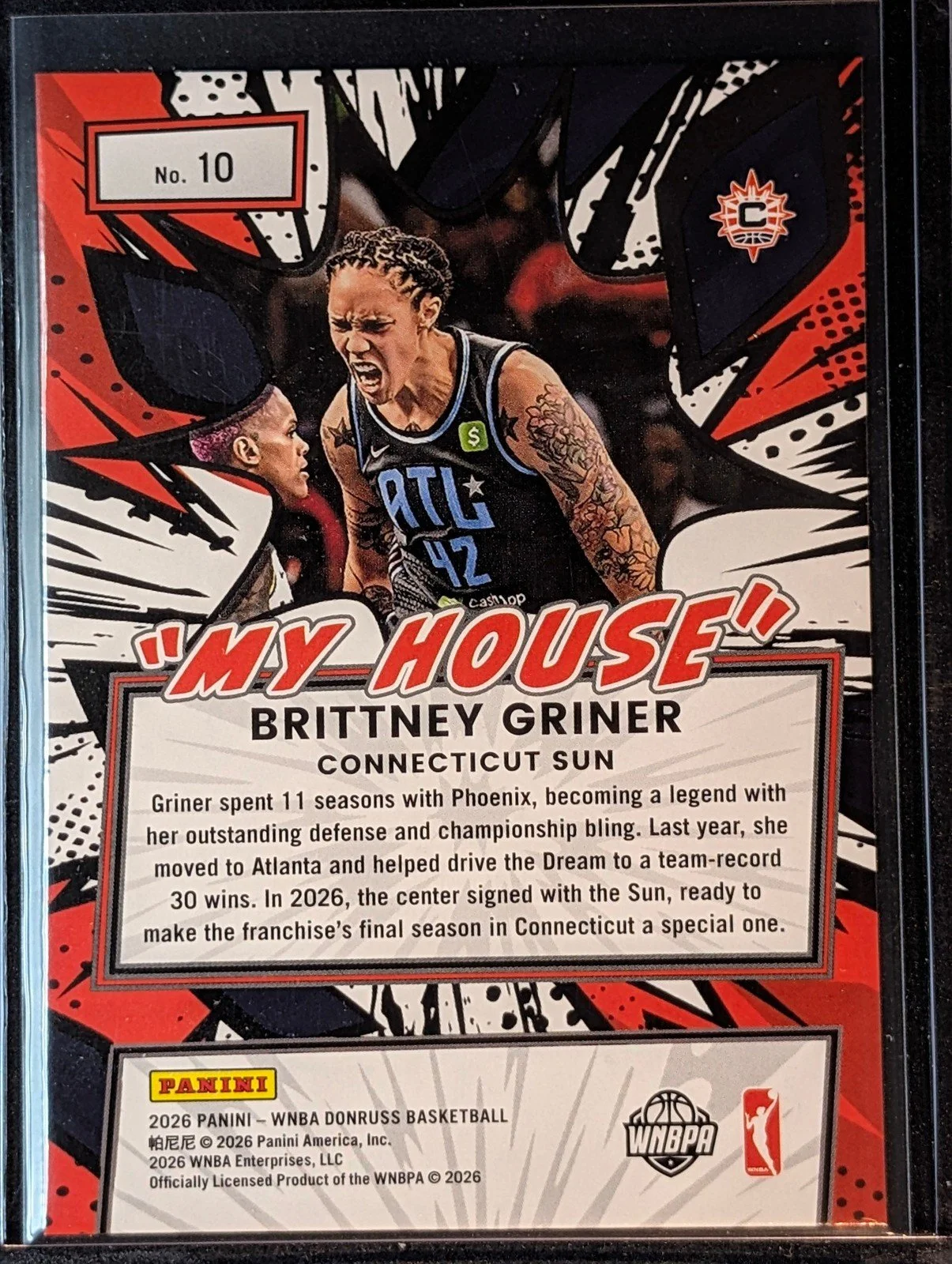 Back of 2026 Panini Donruss WNBA #10 Brittney Griner My House Diamond