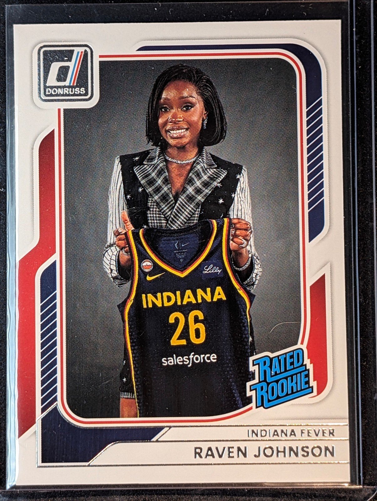 Front of 2026 Panini Donruss WNBA #94 Raven Johnson Rated Rookie