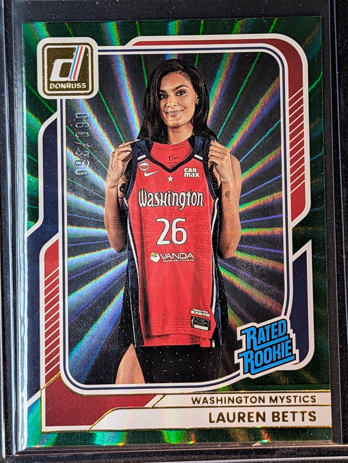 Front of 2026 Panini Donruss WNBA #89 Lauren Betts Rated Rookies Laser /399