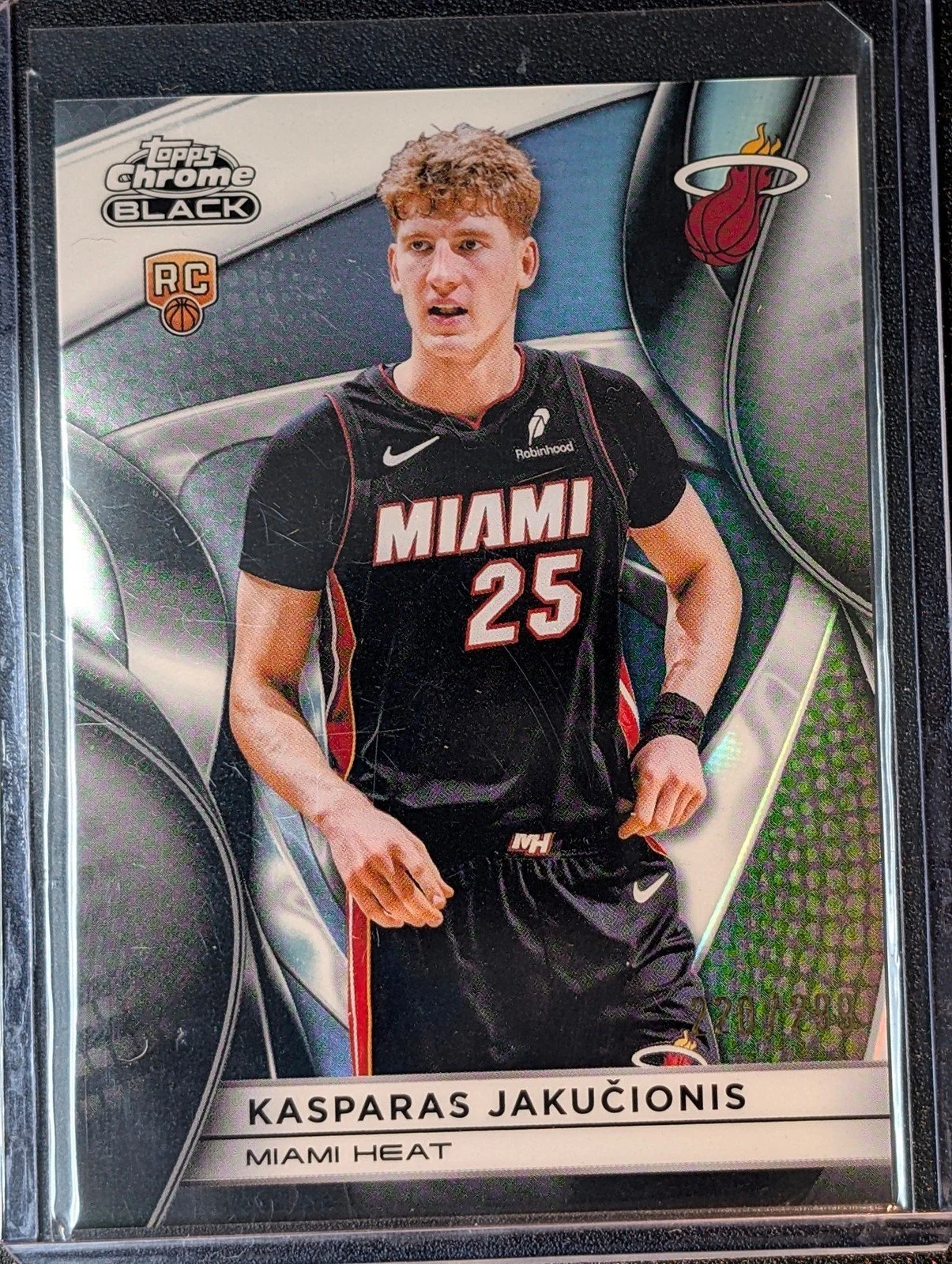Front of Topps Chrome Black /299 Kasparas Jakučionis Refractor #120