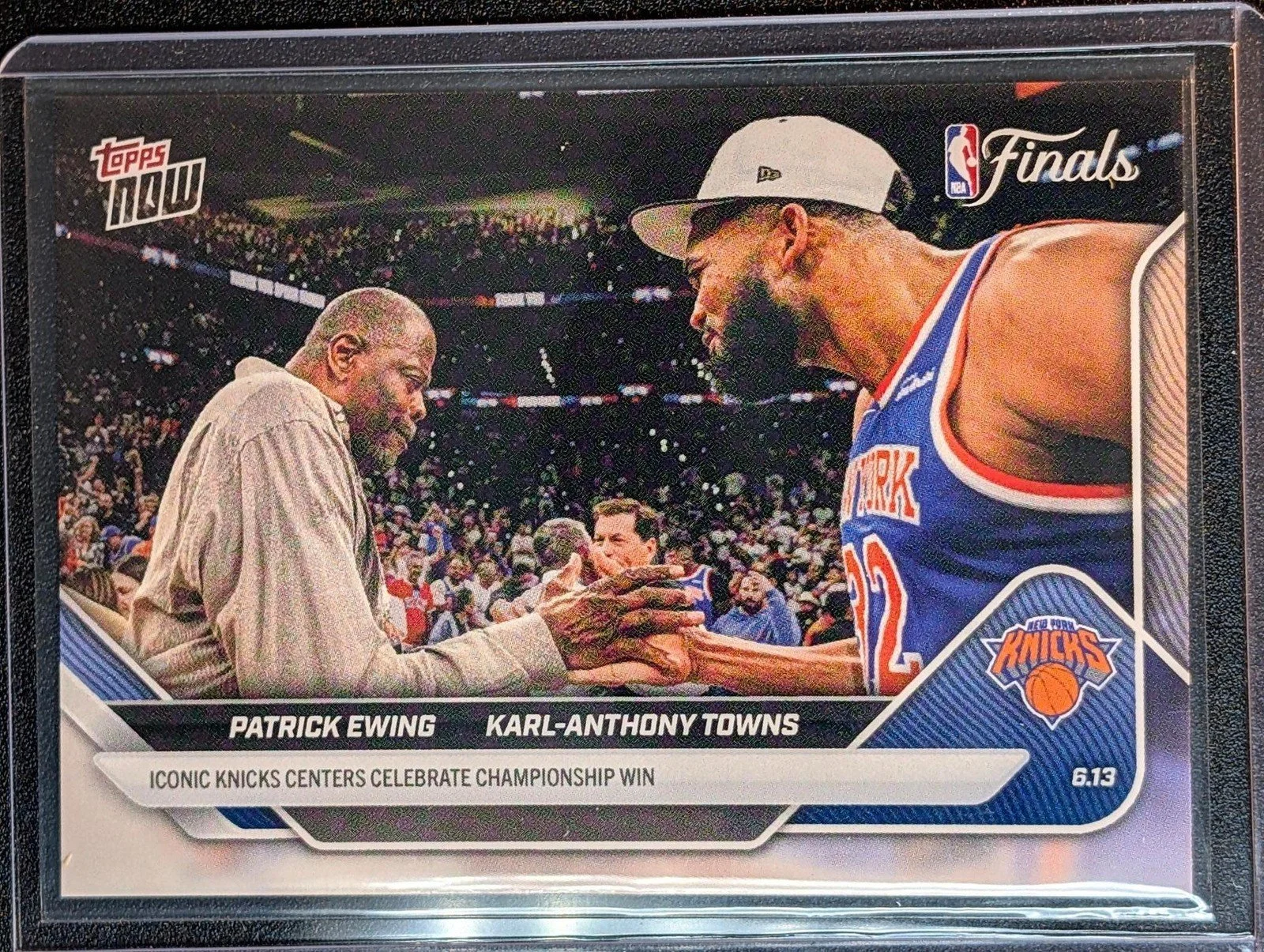 Front of 2025-26 Topps Now Patrick Ewing / Karl-Anthony Towns #344