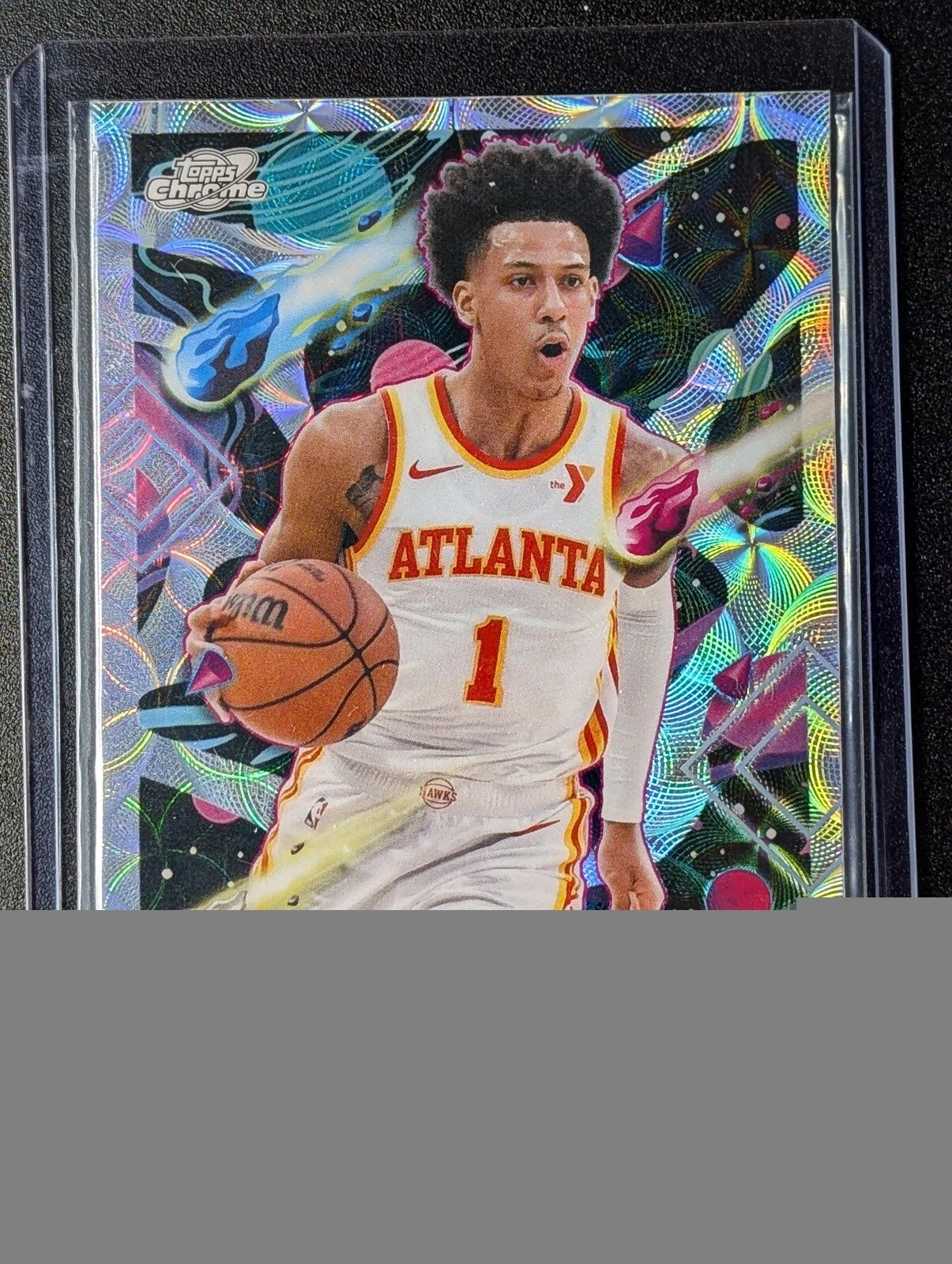 Front of 2025-26 Topps Chrome Cosmic #29 Jalen Johnson Refractors