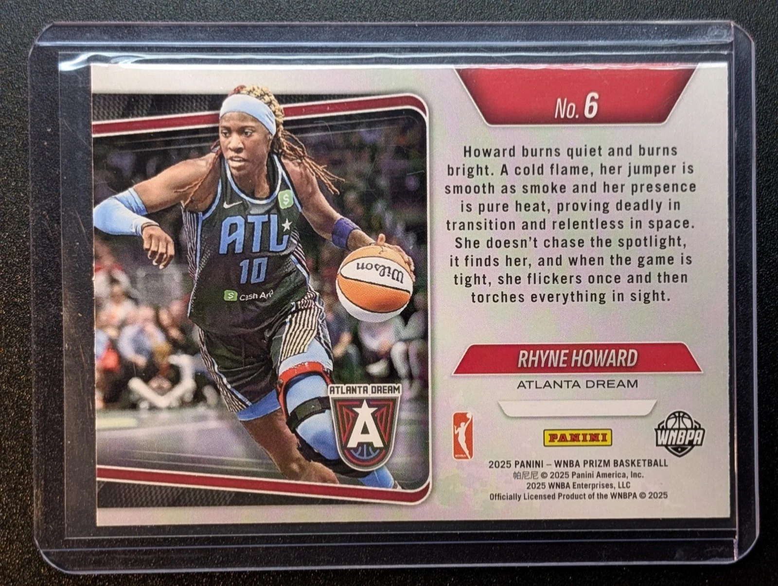 Back of 2025 Panini Prizm WNBA #6 Rhyne Howard Top Tier