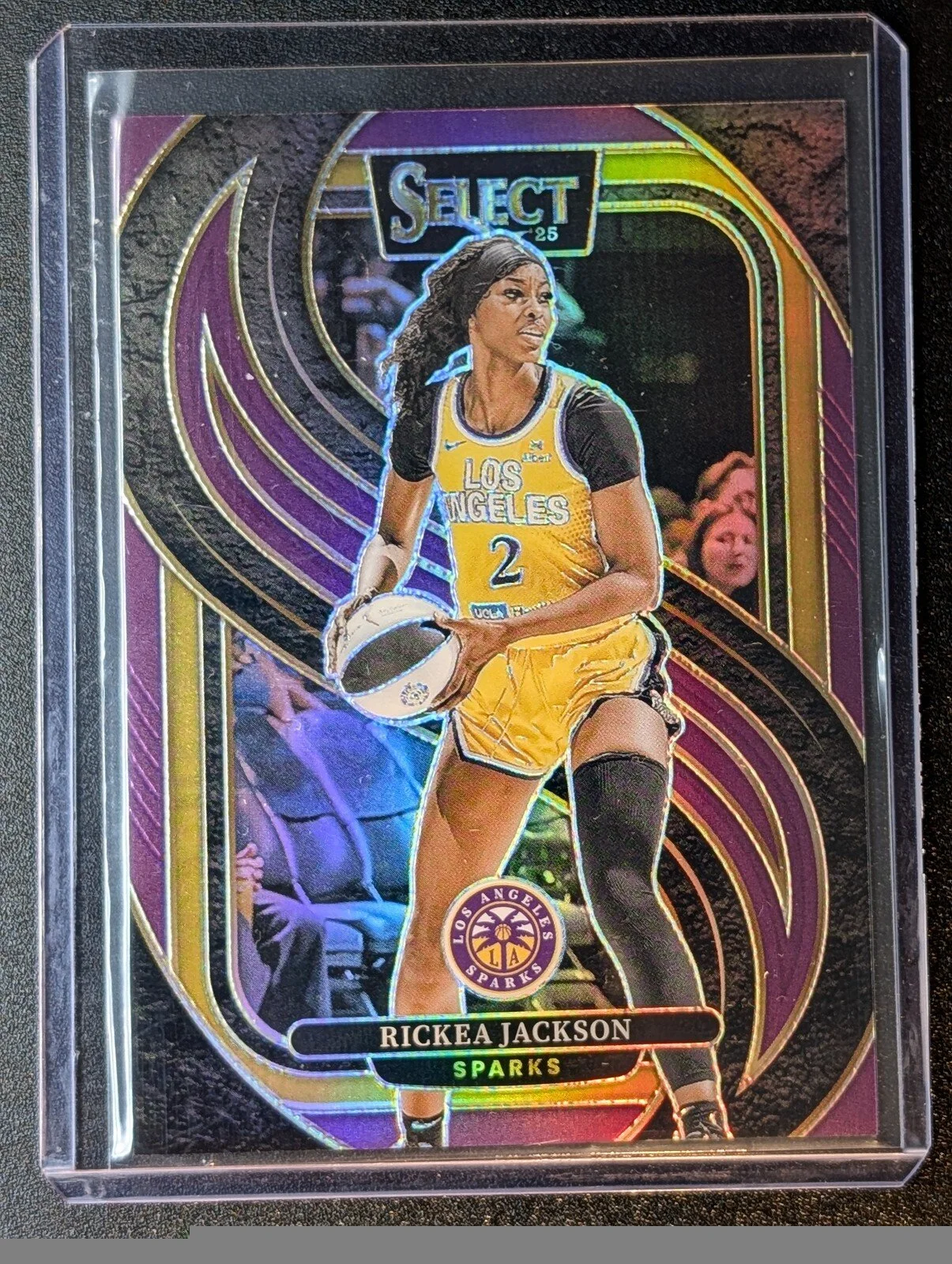 Front of 2025 Panini Select WNBA #190 Rickea Jackson Purple Prizms /149
