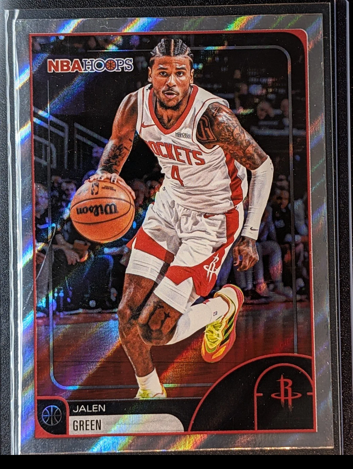 Front of 2025-26 Hoops #102 Jalen Green Rainbow
