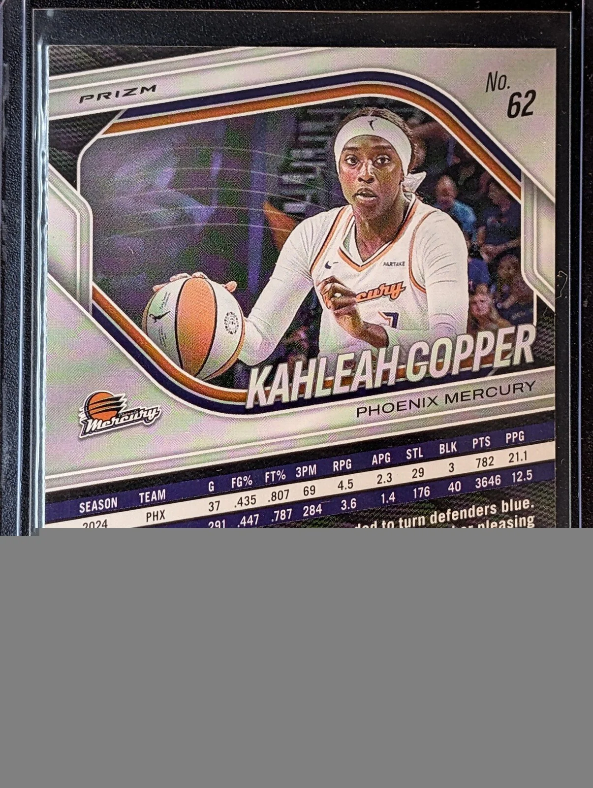 Back of 2025 Panini Prizm WNBA #62 Kahleah Copper Prizms