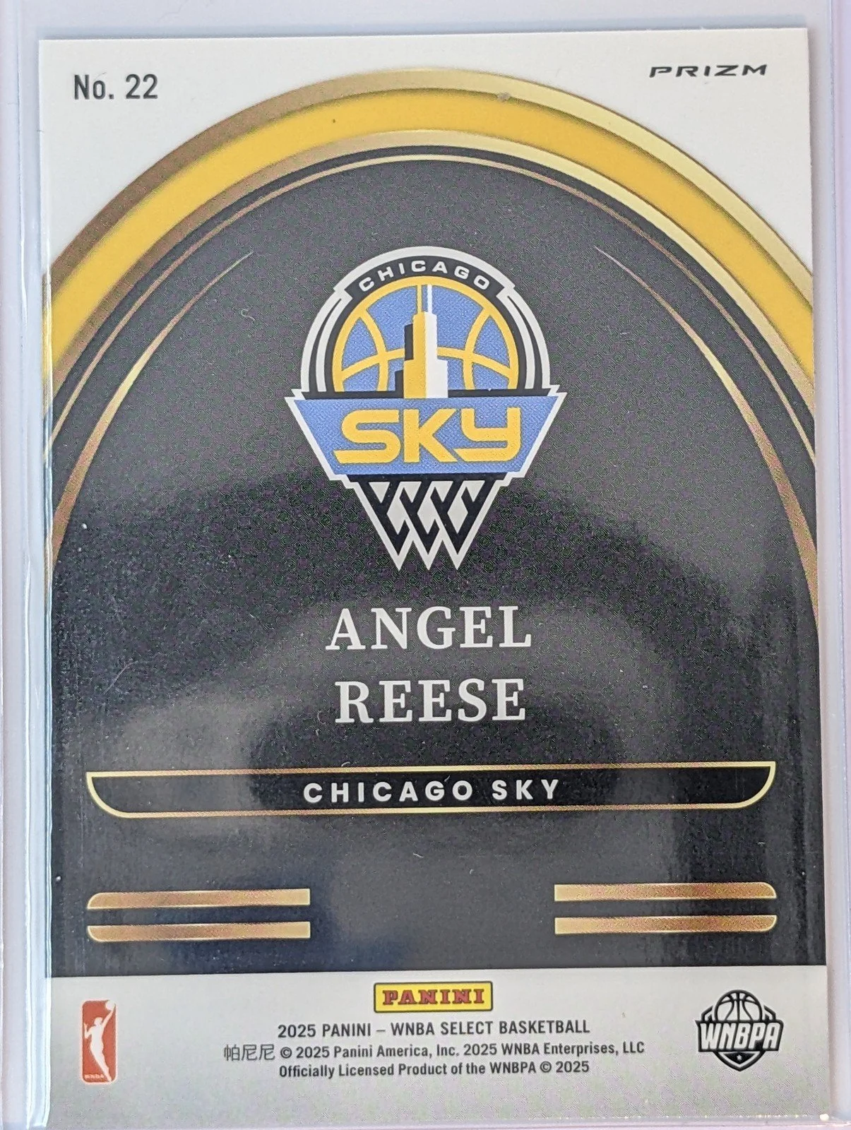 Back of 2025 Panini Select WNBA #22 Angel Reese Select Future Prizm