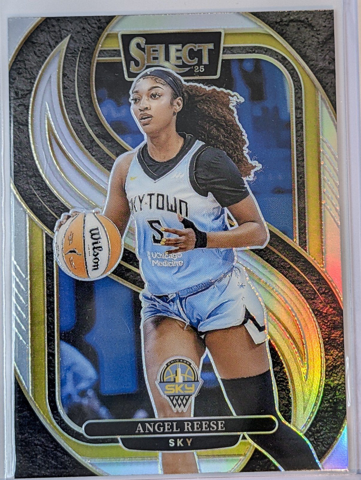 Front of 2025 Panini Select WNBA #170 Angel Reese Silver Prizms