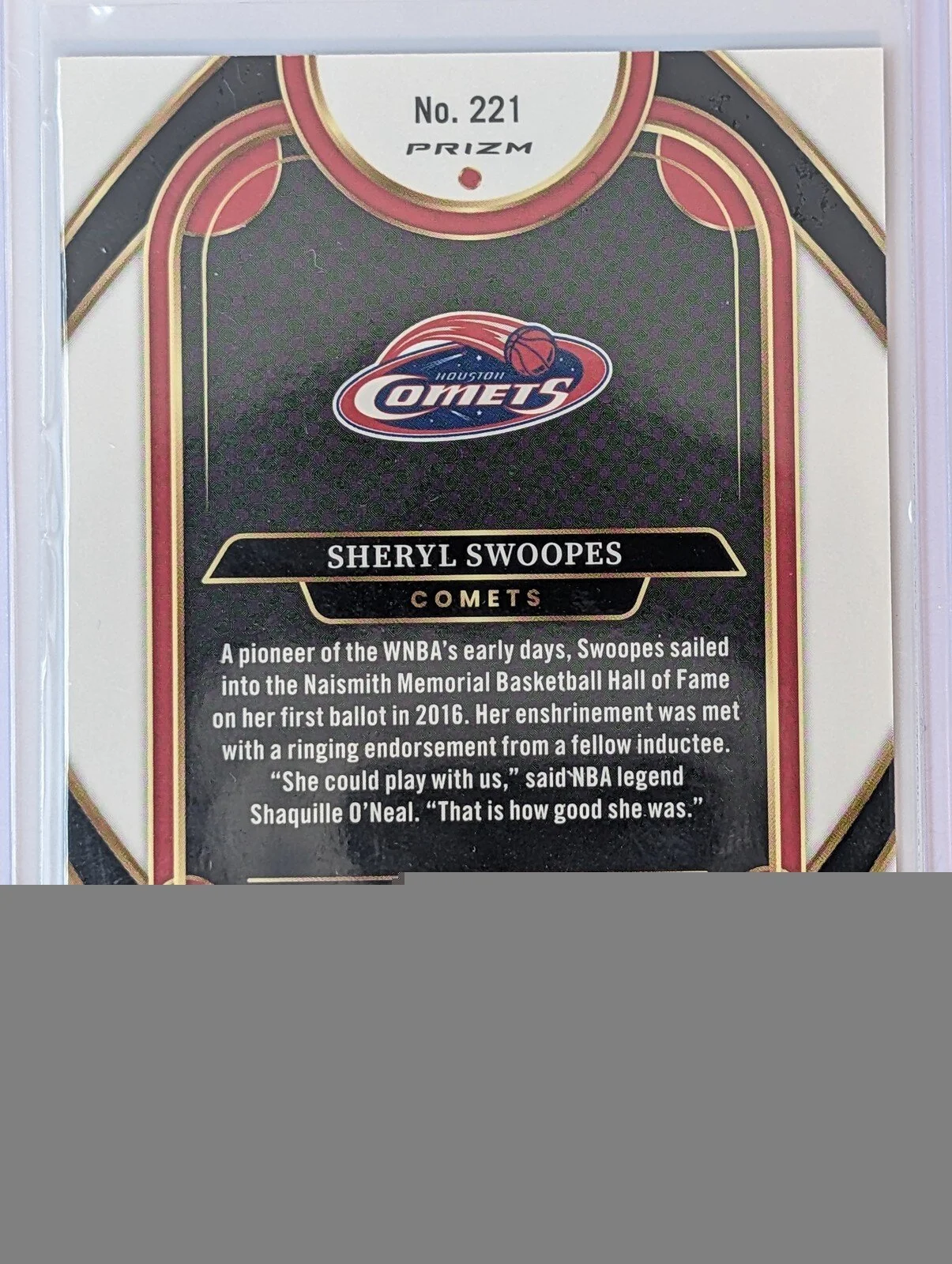 Back of 2025 Panini Select WNBA /25 Sheryl Swoopes Tie-dye Concourse #221