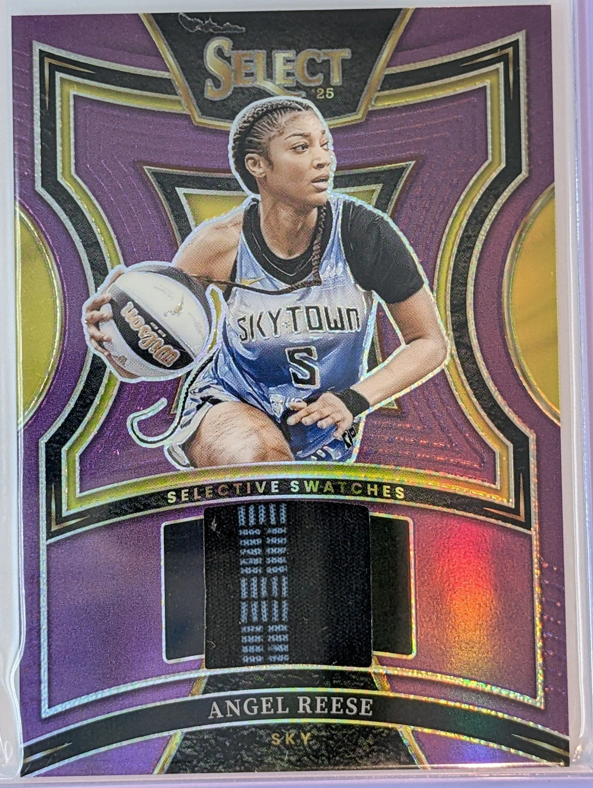 Front of 2025 Panini Select WNBA /49 #SW-AR Angel Reese Purple Relic