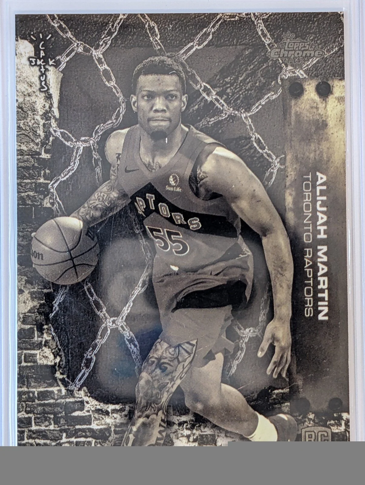Front of 2025-26 Topps Chrome Cactus Jack #100 Alijah Martin RC