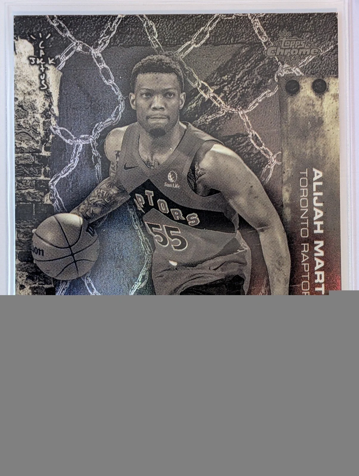 Front of 2025-26 Topps Chrome Cactus Jack #100 Alijah Martin White Refractor