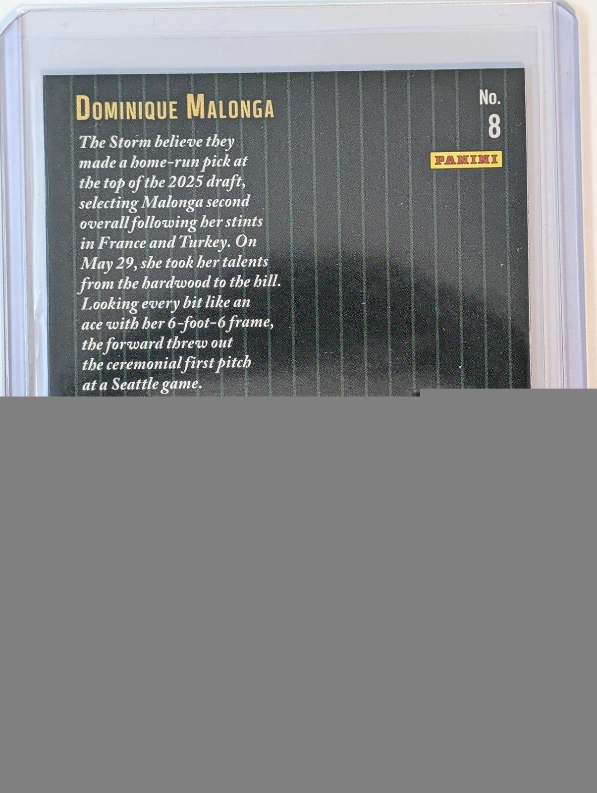 Back of 2025 Panini Select WNBA #8 Dominique Malonga Score Select Throwback RC