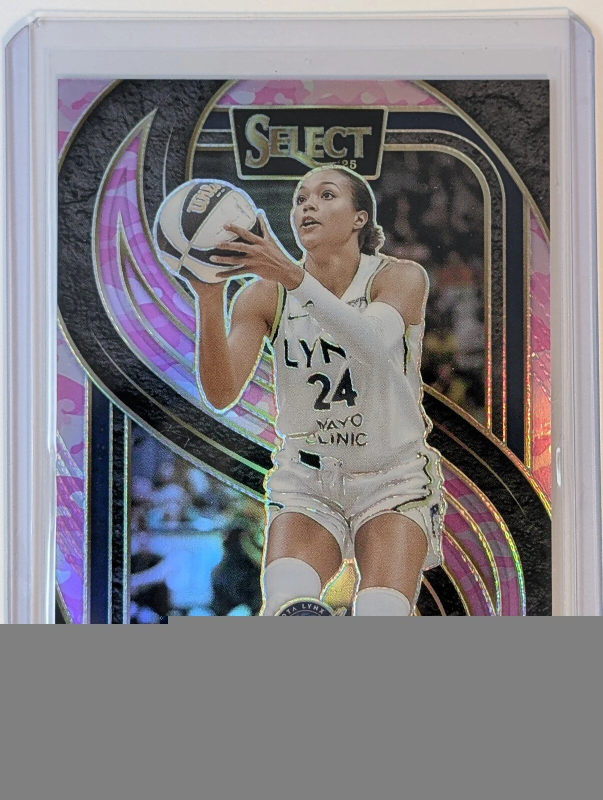 Front of 2025 Panini Select WNBA /175 #175 Napheesa Collier Pink Camo Prizms