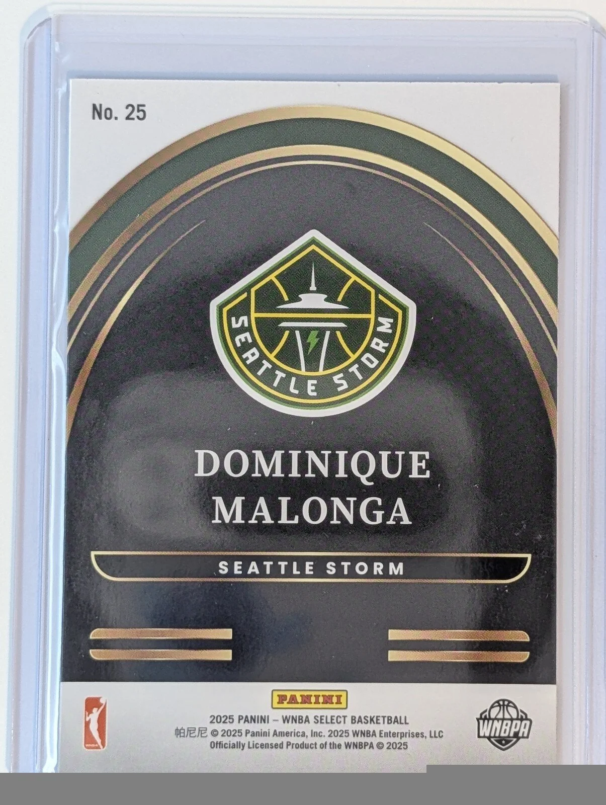 Back of 2025 Panini Select WNBA #25 Dominique Malonga Select Future