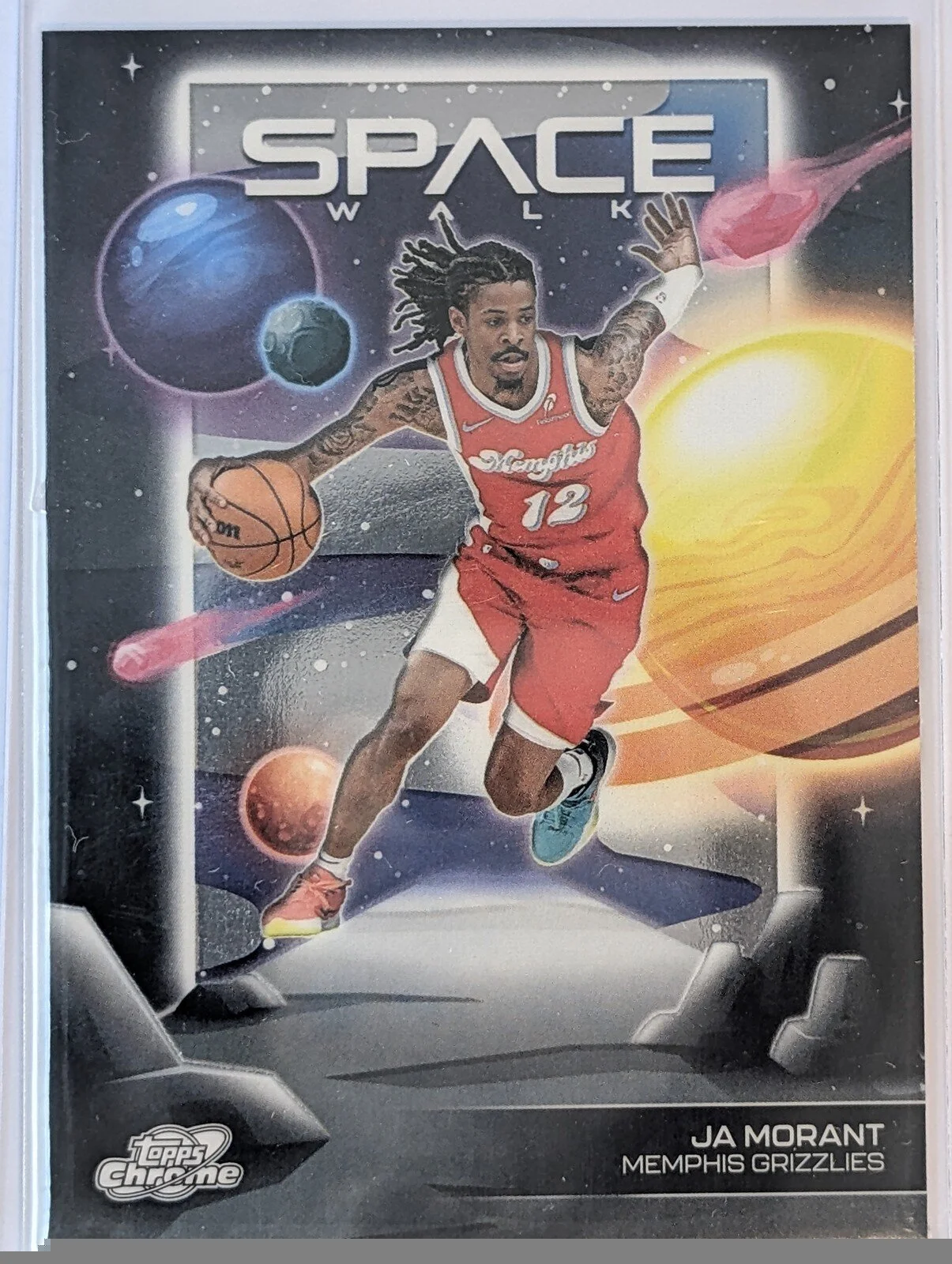 Front of 2025-26 Topps Chrome Cosmic #SW-3 Ja Morant Space Walk