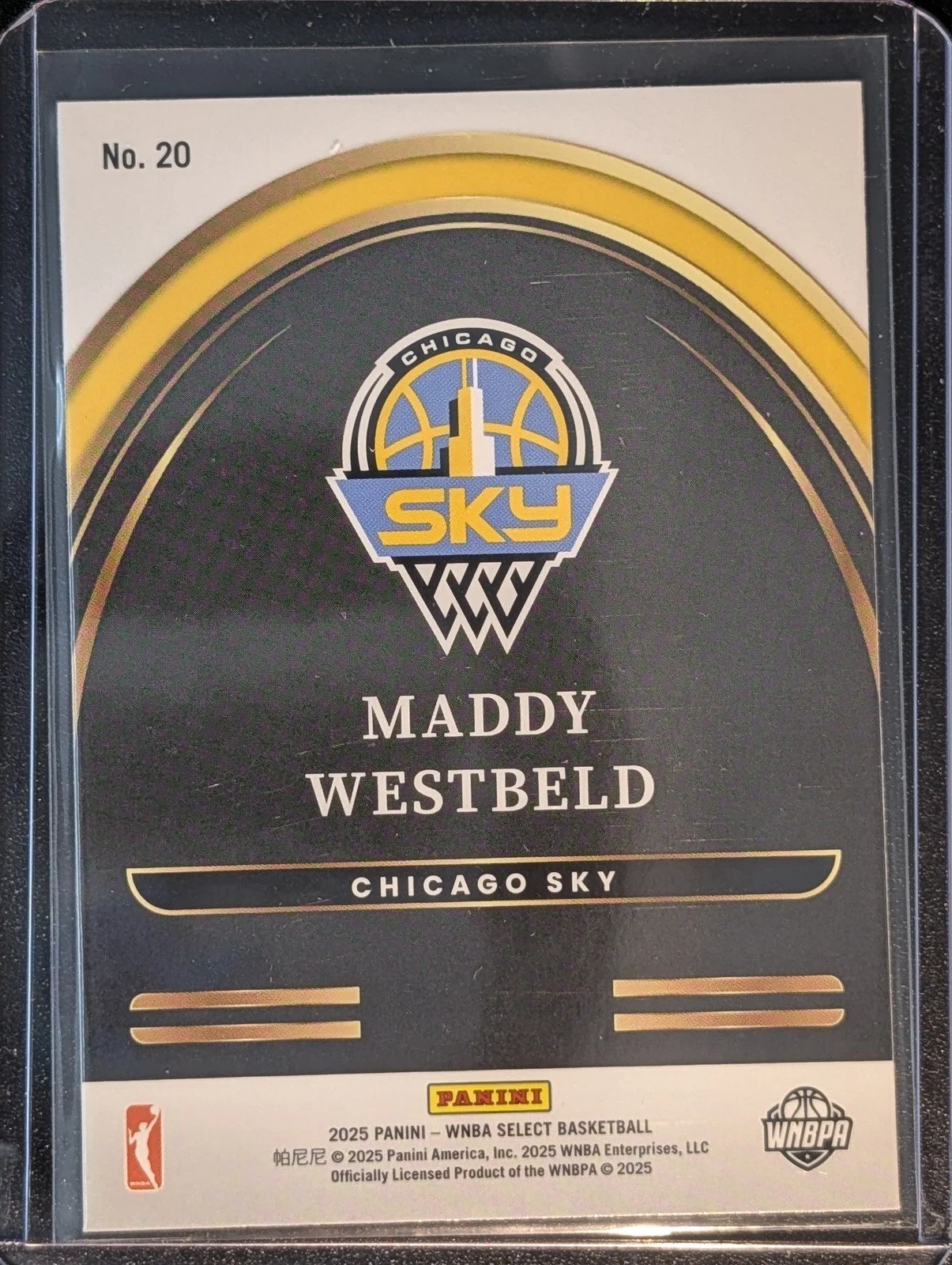 Back of 2025 Panini Select WNBA #20 Maddy Westbeld Select Future RC