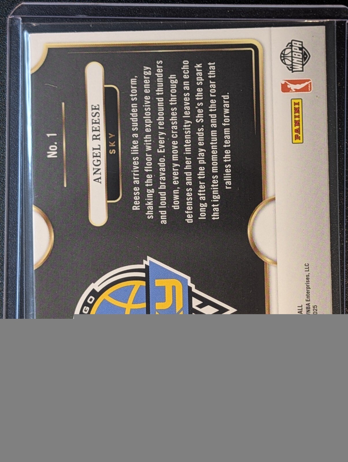 Back of 2025 Panini Select WNBA #1 Angel Reese Snapshots