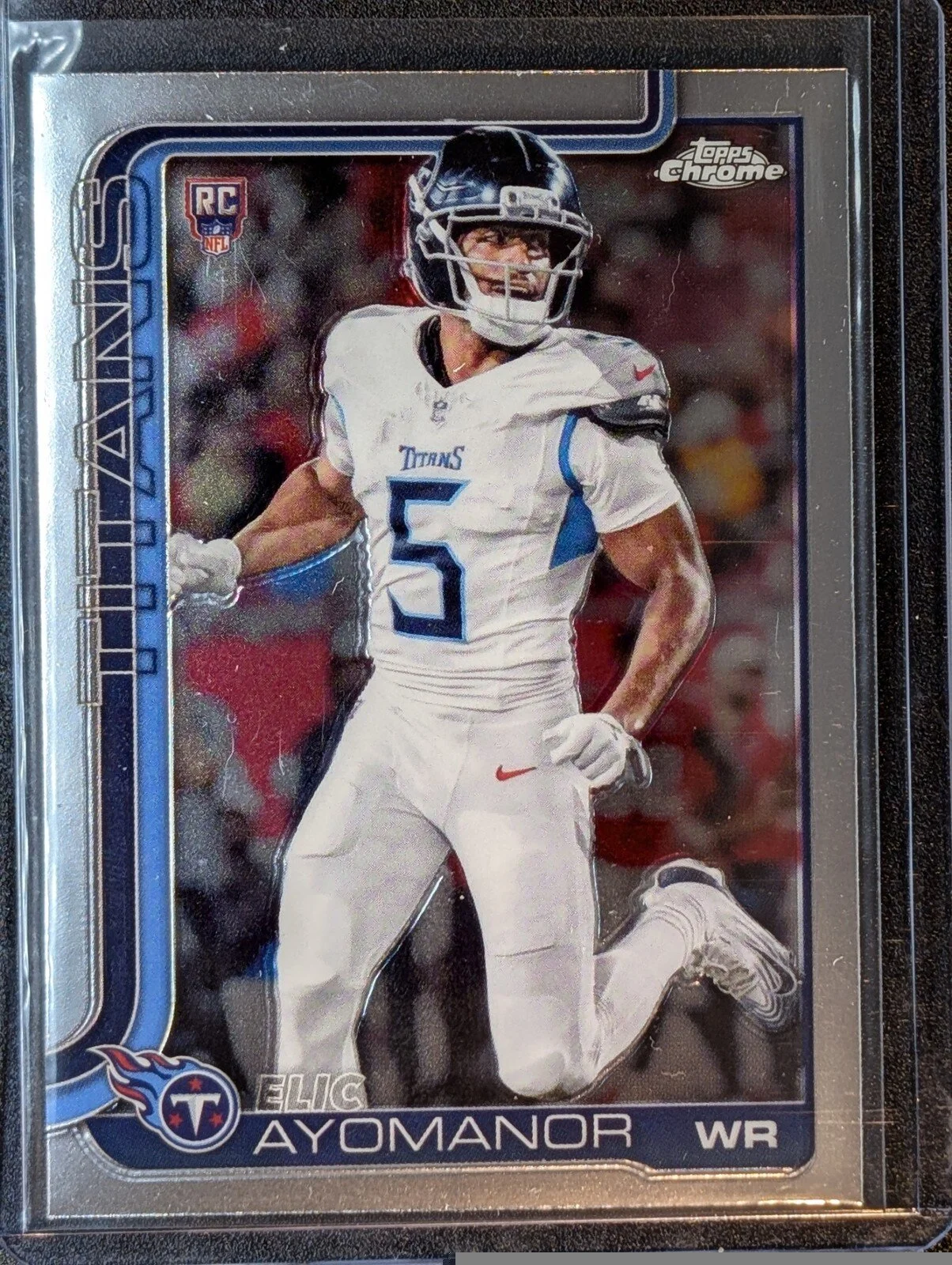 Front of 2025 Topps Chrome #336 Elic Ayomanor RC