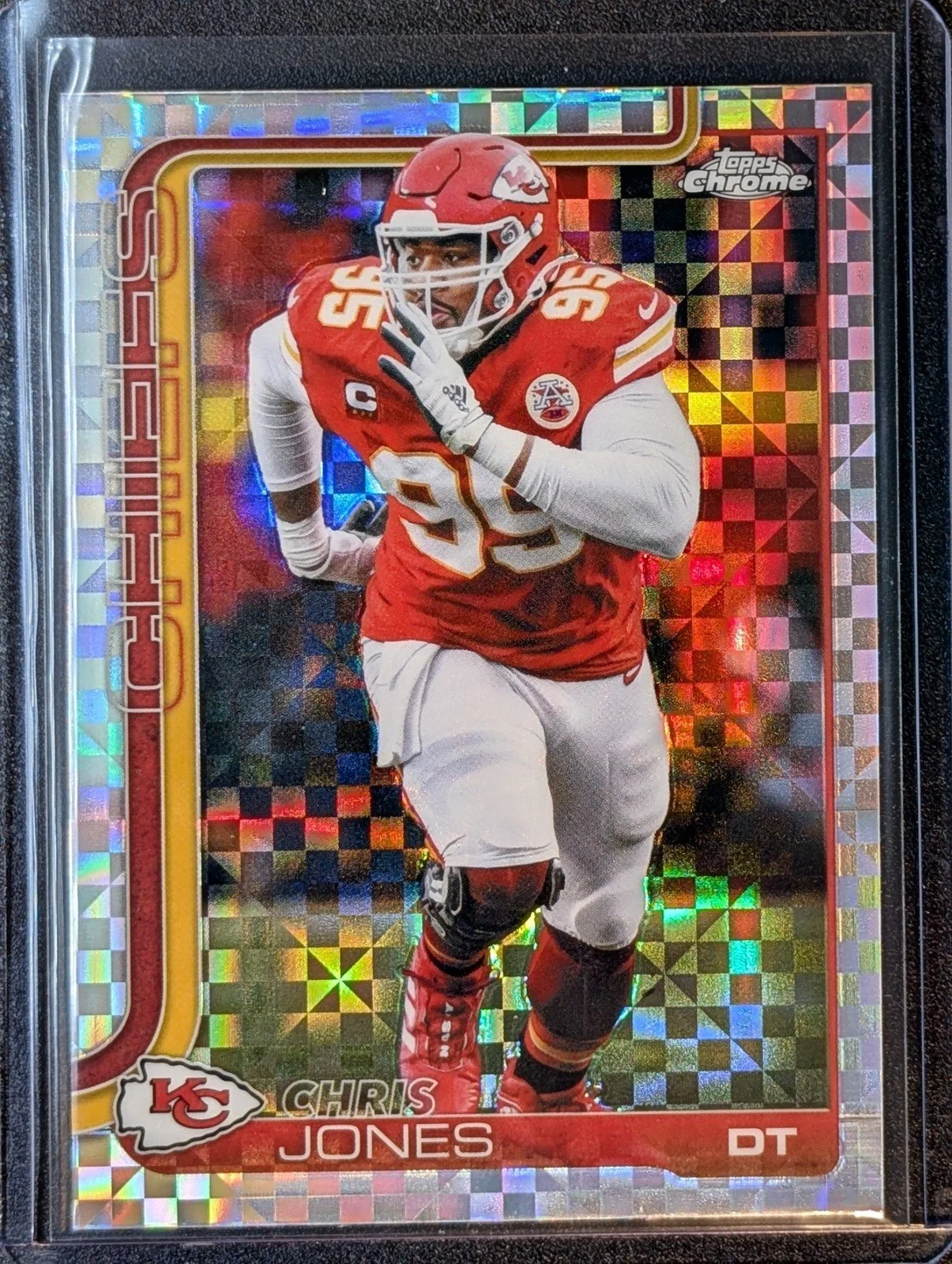 Front of 2025 Topps Chrome #153 Chris Jones X-Fractor