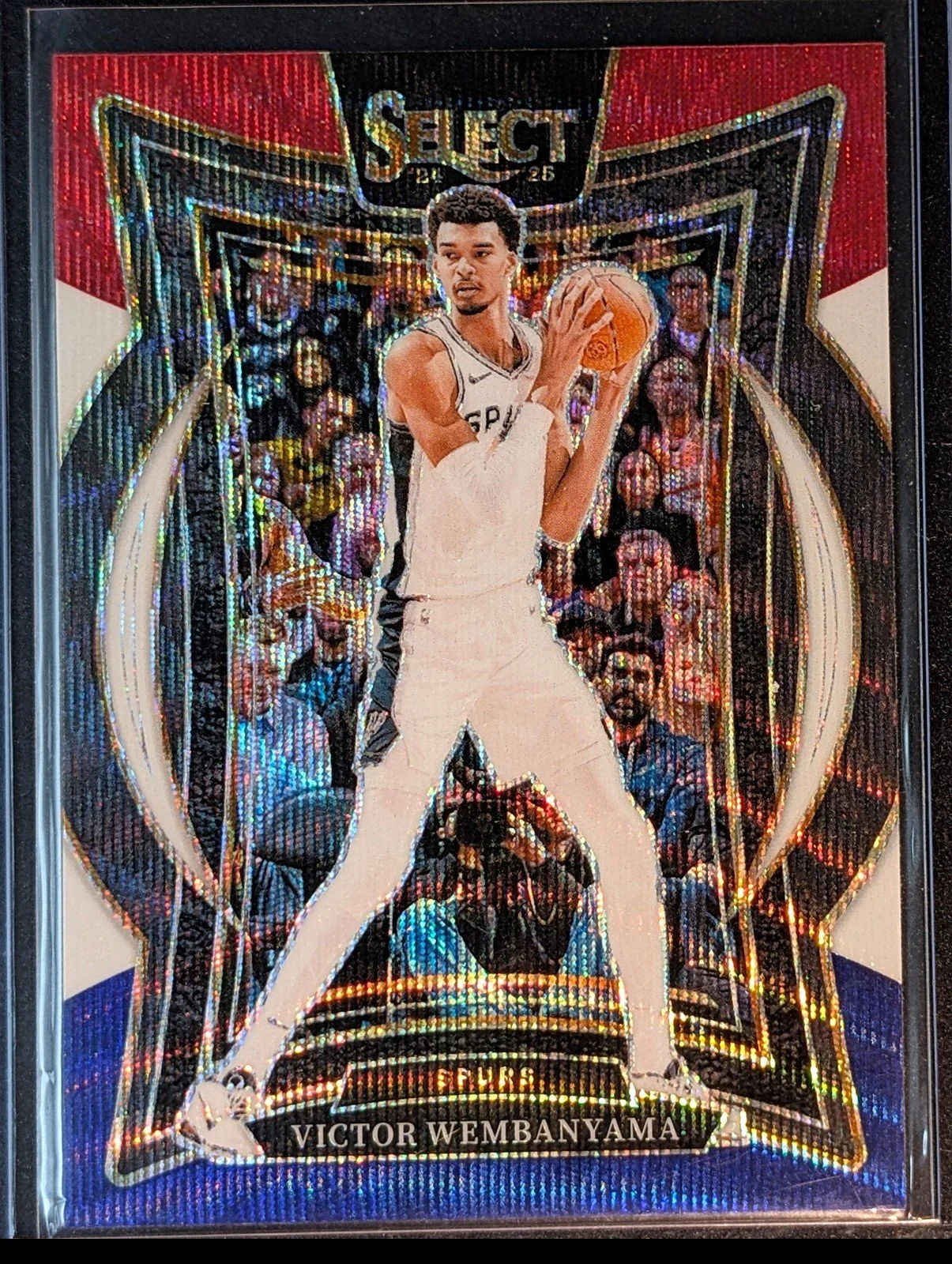 Front of 2024-25 Panini Select #9 Victor Wembanyama Tri-Color Prizm