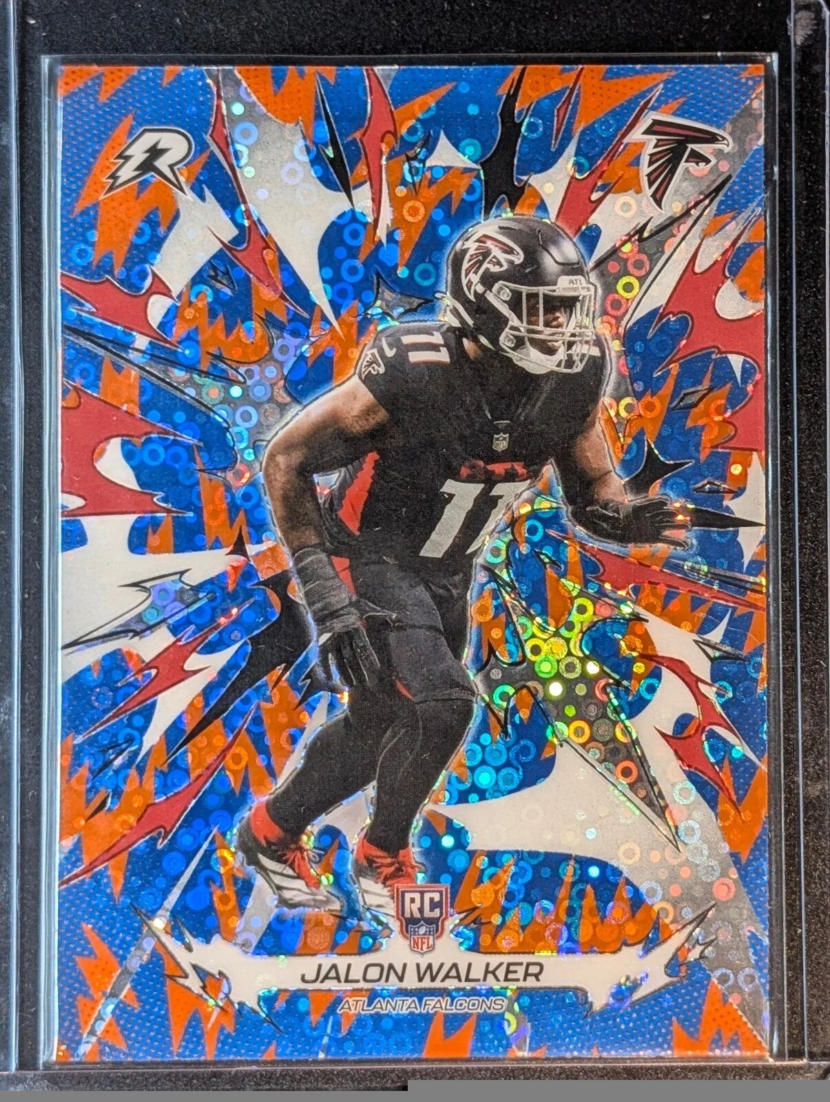 Front of 2025 Topps Resurgence #104 Jalon Walker Blue & Orange Spark Refractor