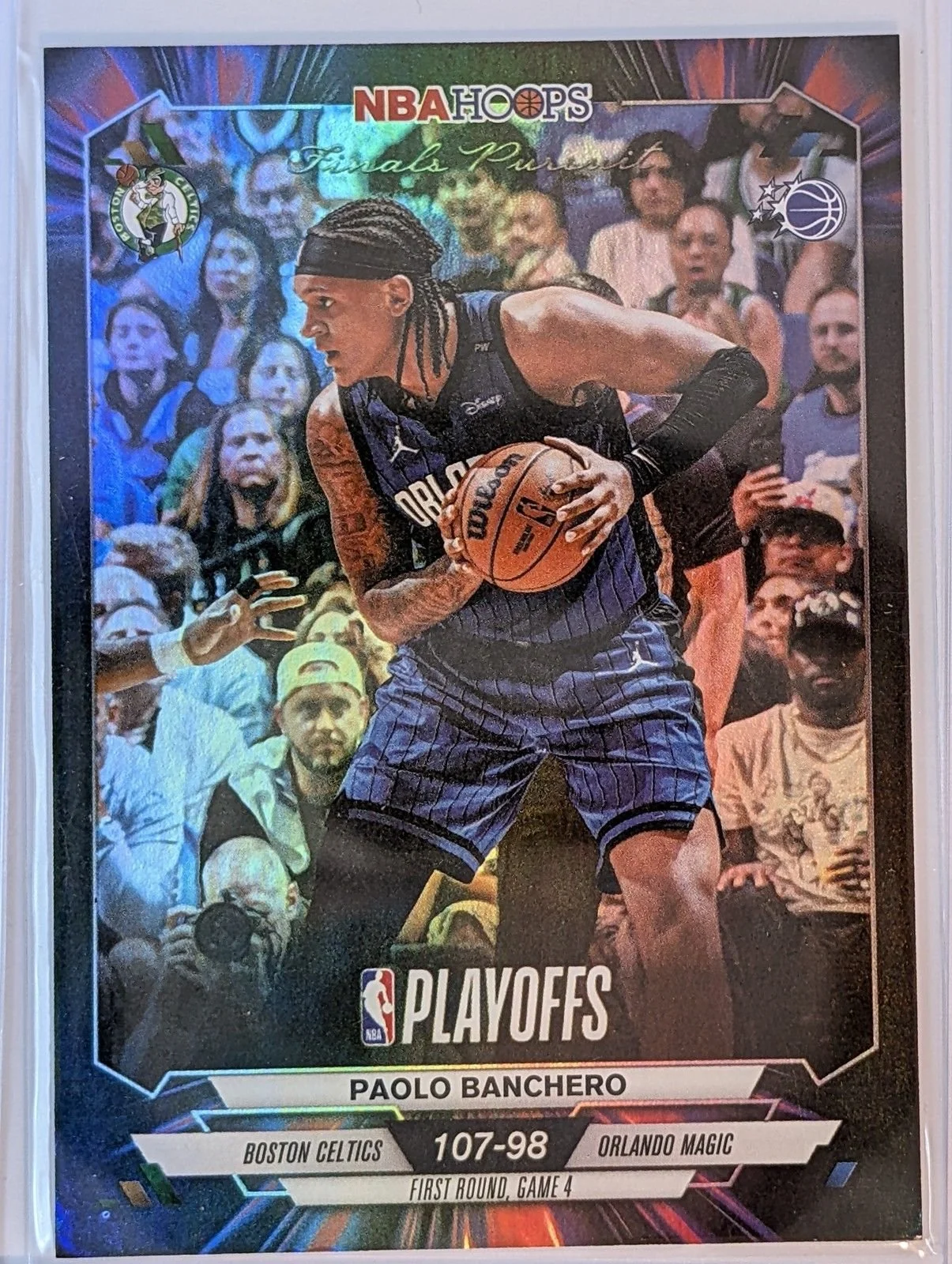Front of 2025-26 Hoops #FP-43 Paolo Banchero Finals Pursuit First Round