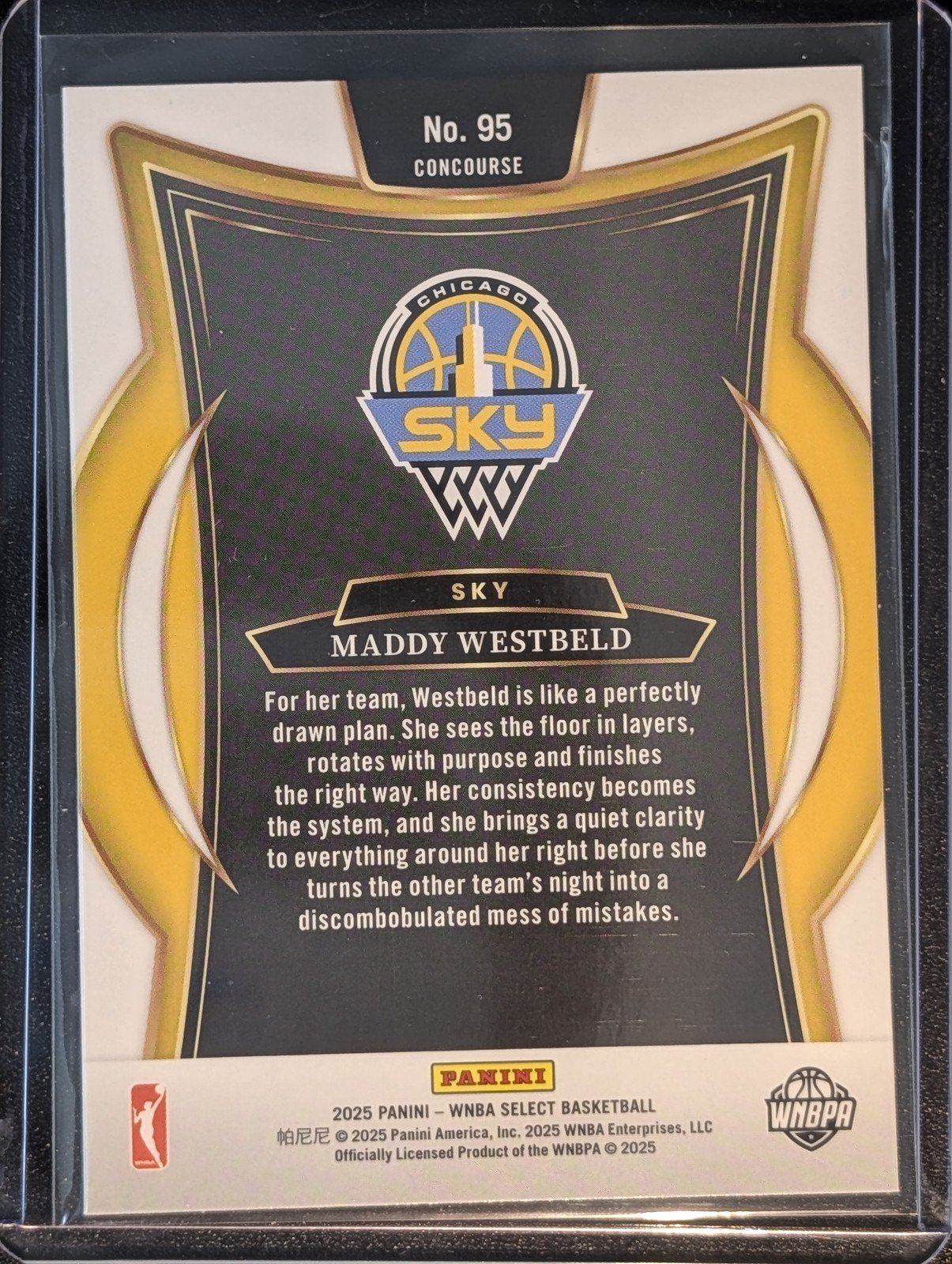 Back of 2025 Panini Select WNBA #95 Maddy Westbeld RC