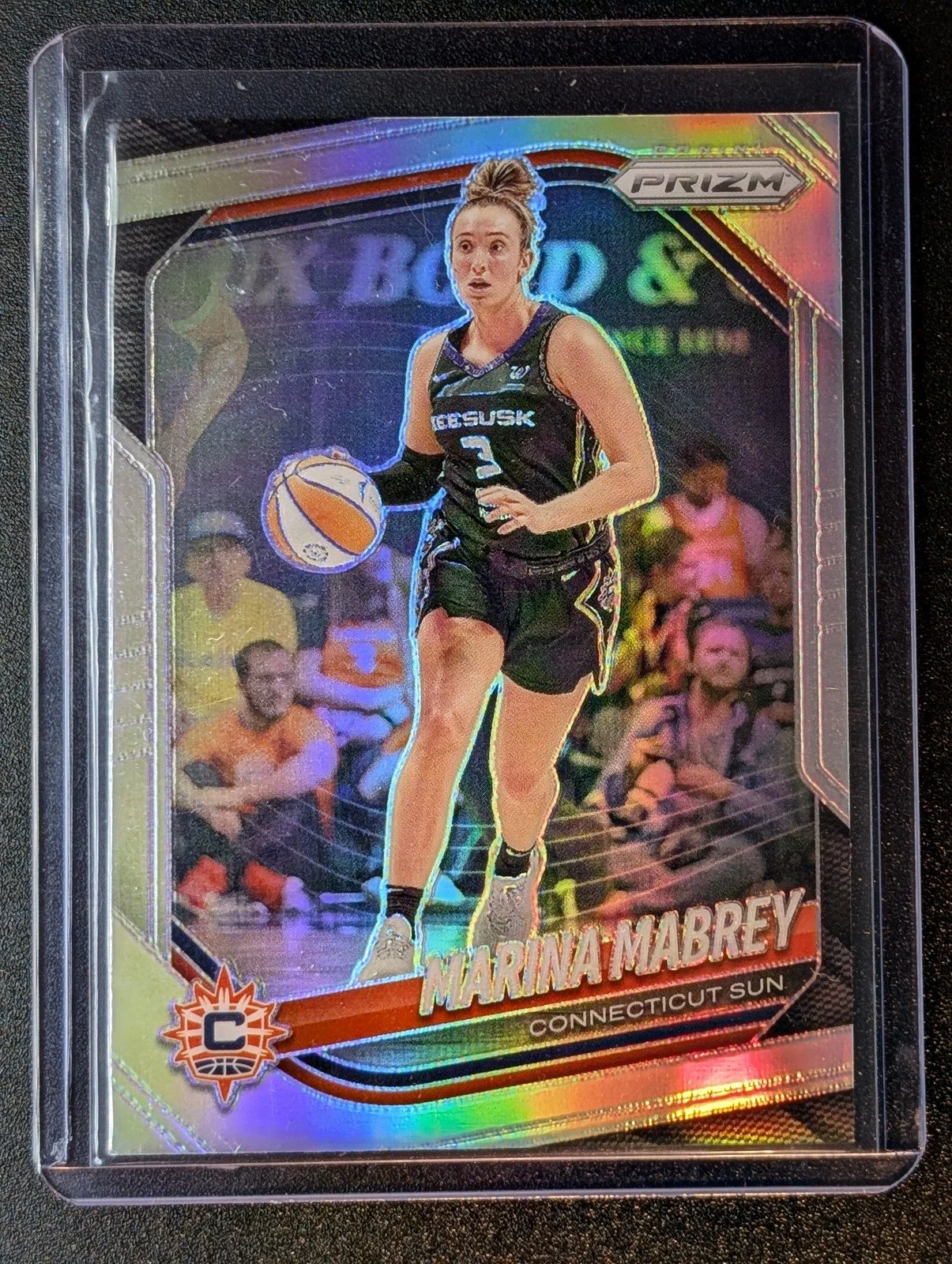 Front of 2025 Panini Prizm WNBA #18 Marina Mabrey Silver Prizms