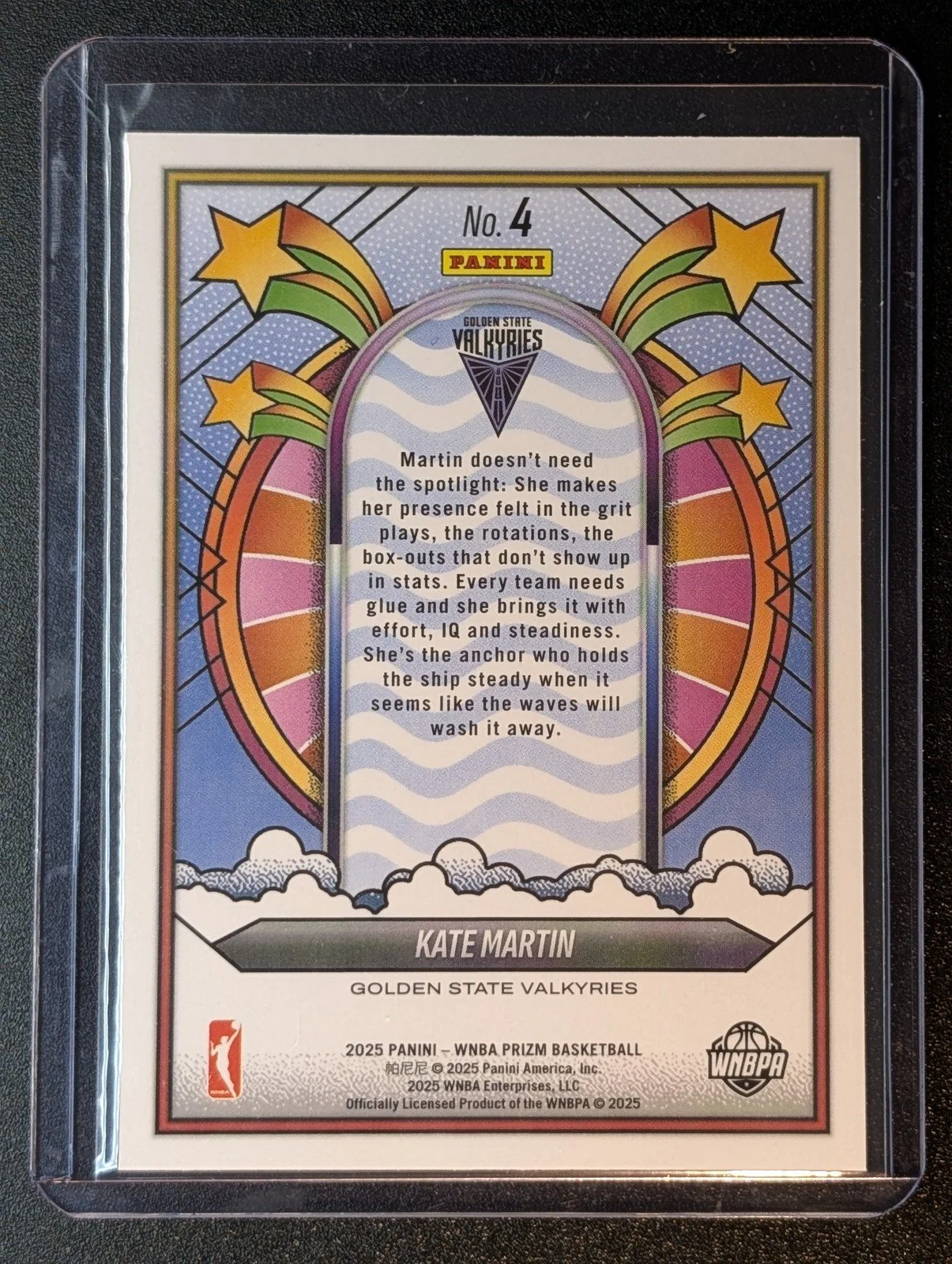 Back of 2025 Panini Prizm WNBA #4 Kate Martin Groovy
