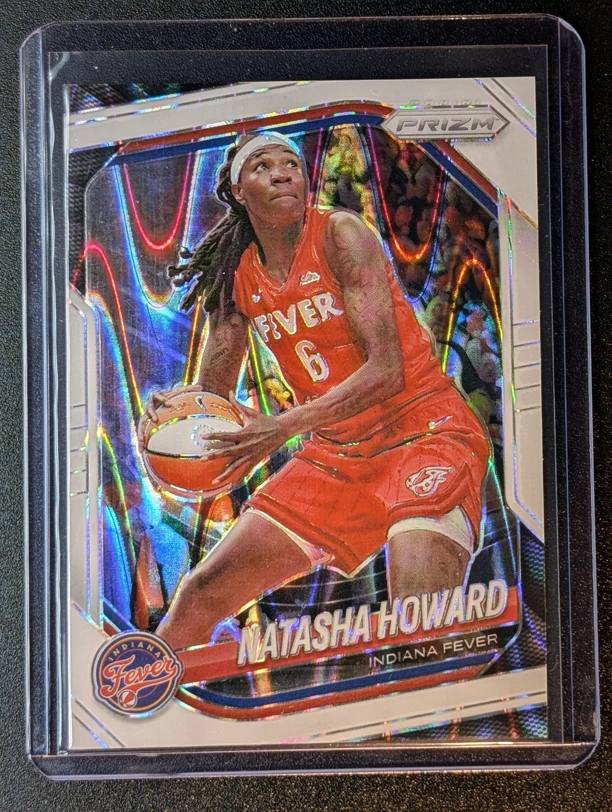 Front of 2025 Panini Prizm WNBA #54 Natasha Howard White Seismic Prizm