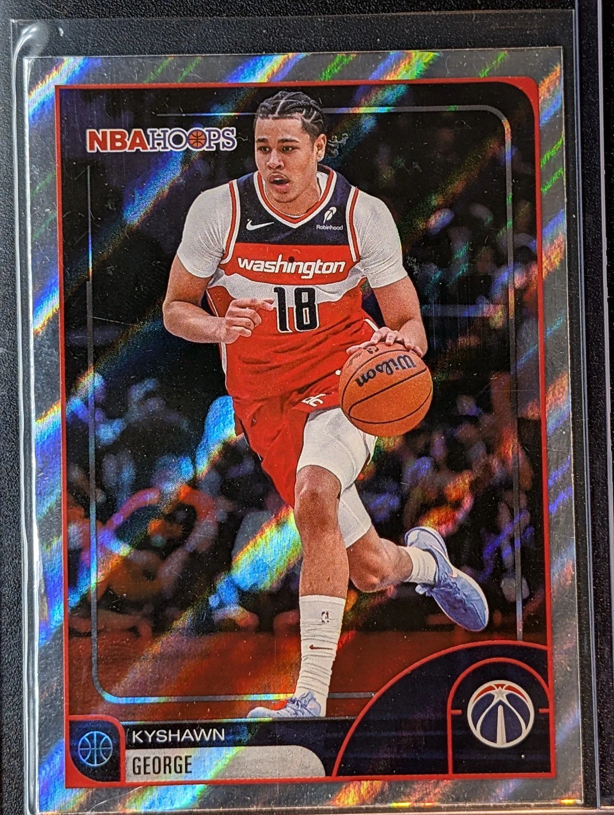 Front of 2025-26 Hoops #56 Kyshawn George Rainbow