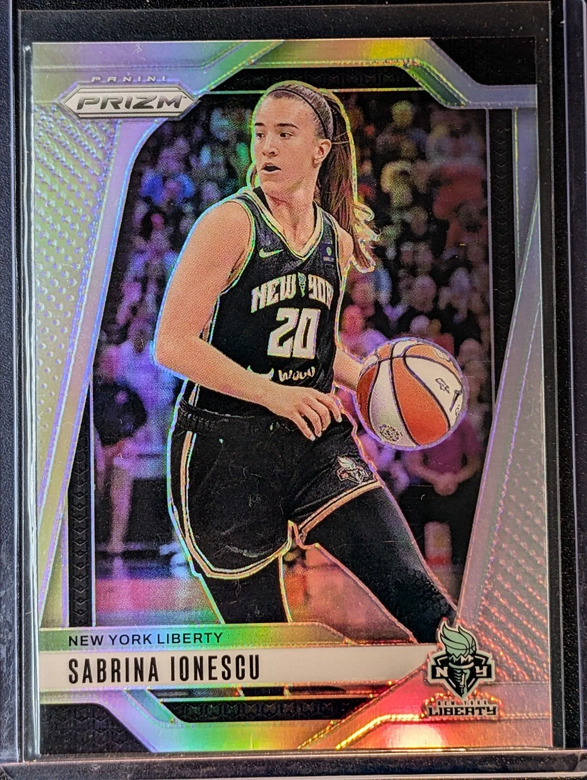 Front of 2024 Panini Prizm WNBA #17 Sabrina Ionescu Silver Prizms