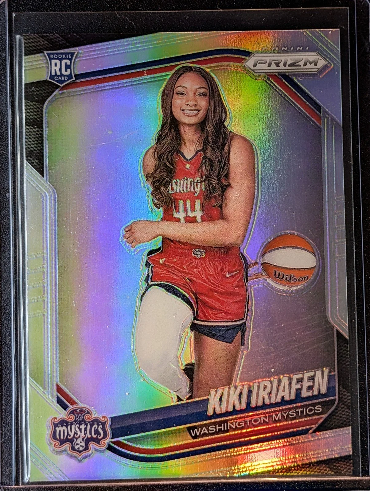 Front of 2025 Panini Prizm WNBA #149 Kiki Iriafen Silver Prizms