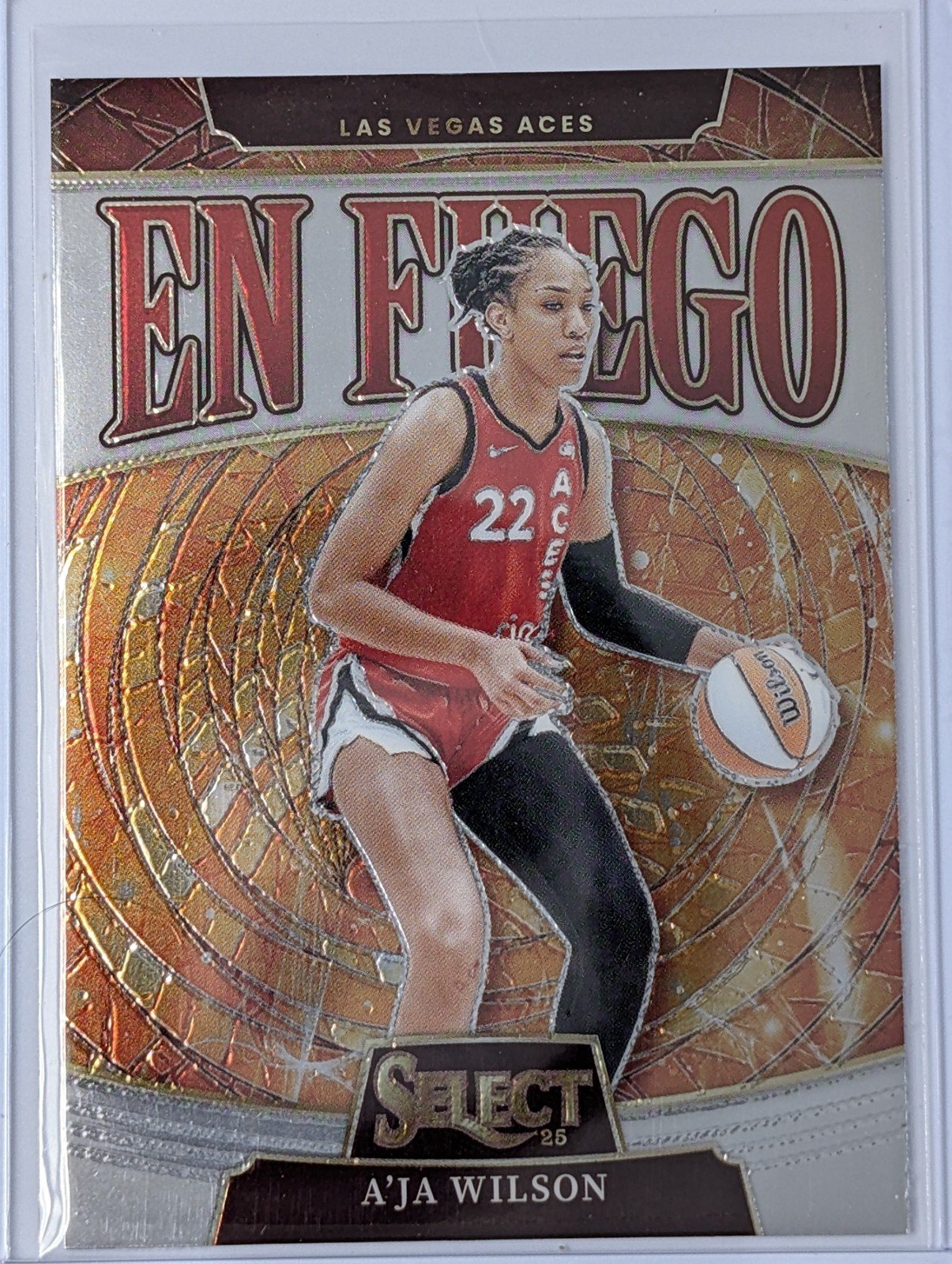 Front of 2025 Panini Select WNBA #14 A’ja Wilson En Fuego