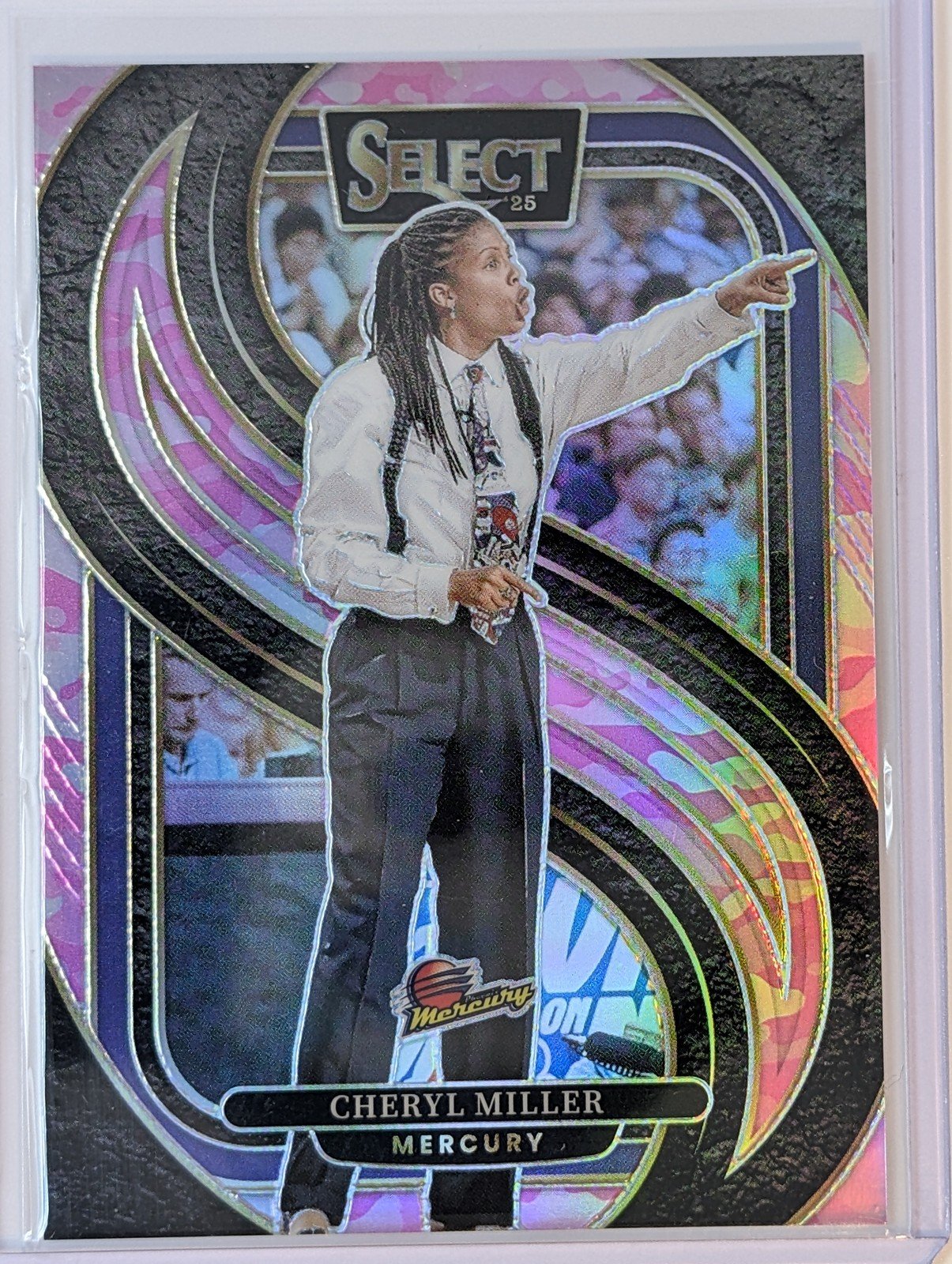 Front of 2025 Panini Select WNBA #191 Cheryl Miller "Pink Camo" /175