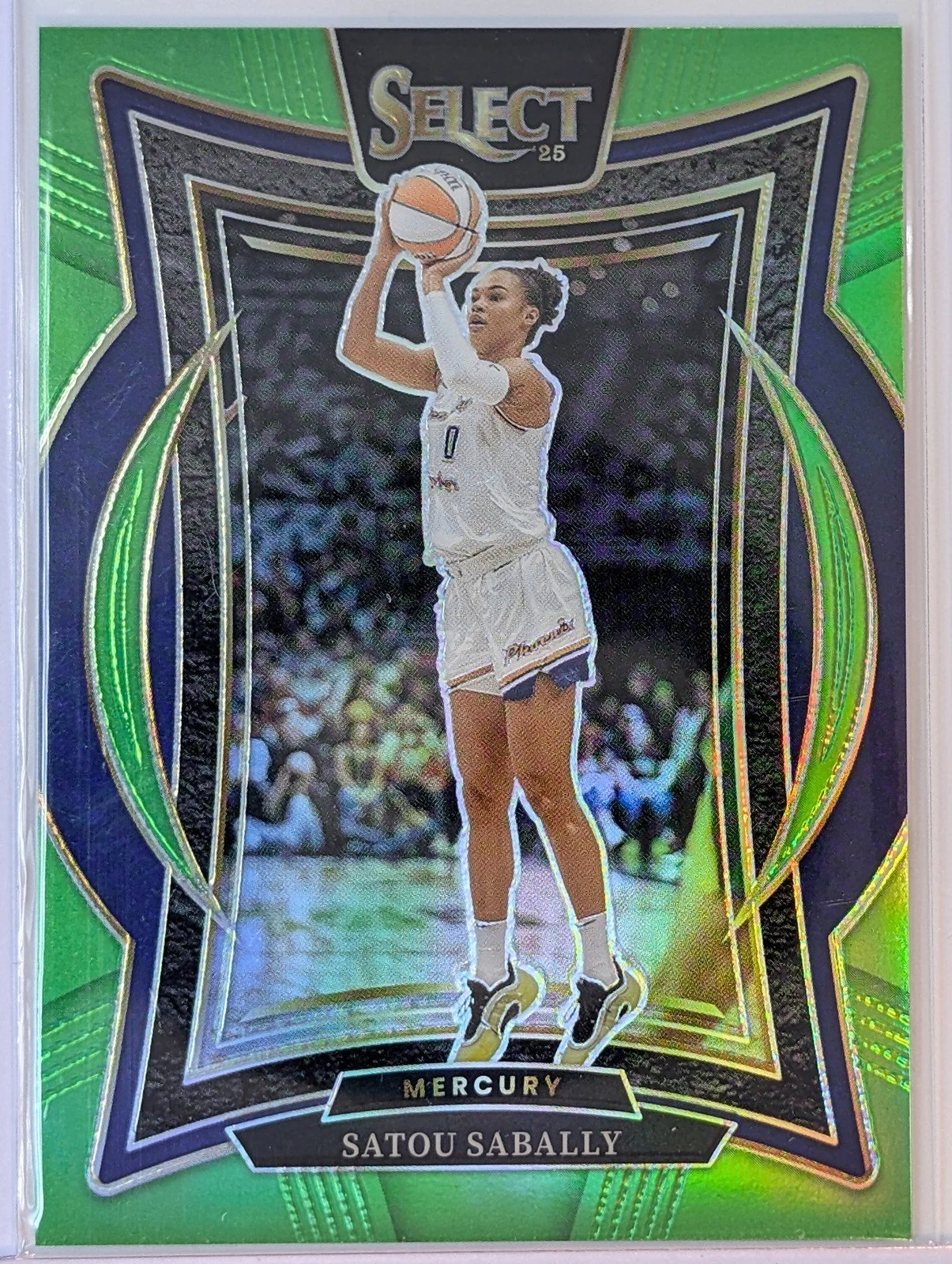 Front of 2025 Panini Select WNBA #13 Satou Sabally Green Prizm /75