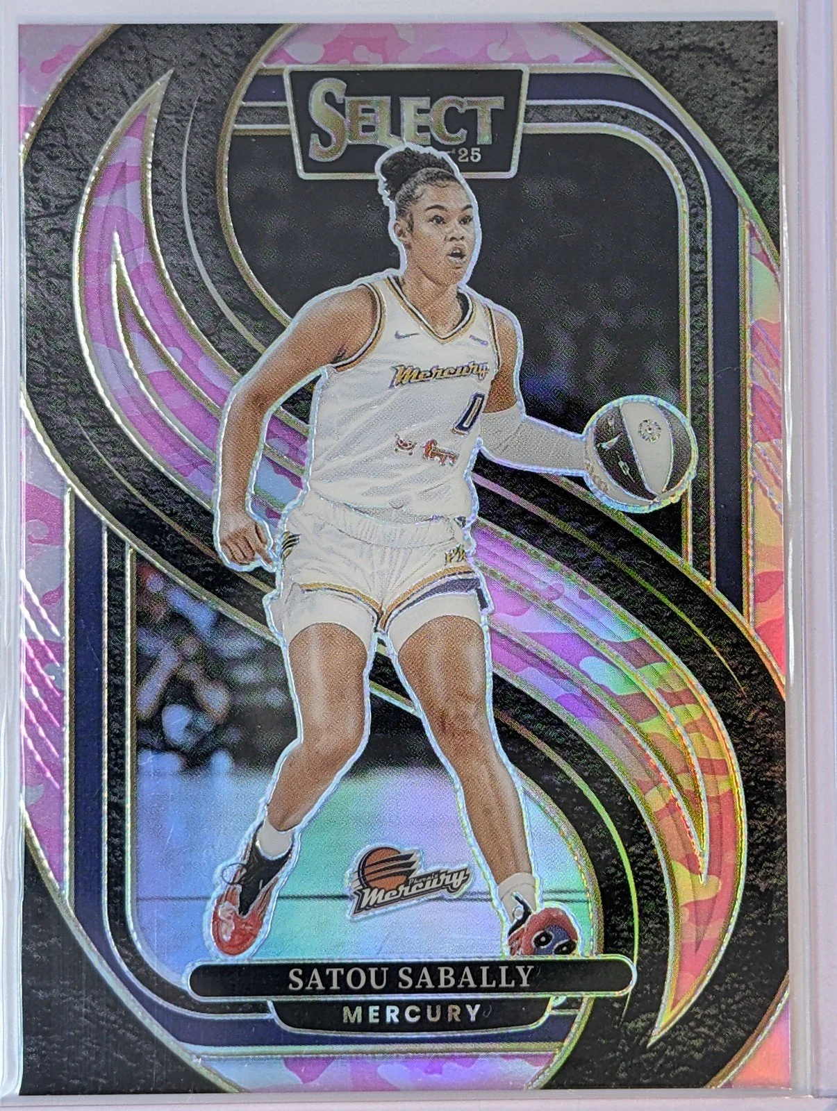 Front of 2025 Panini Select WNBA #133 Satou Sabally "Pink Camo" /175