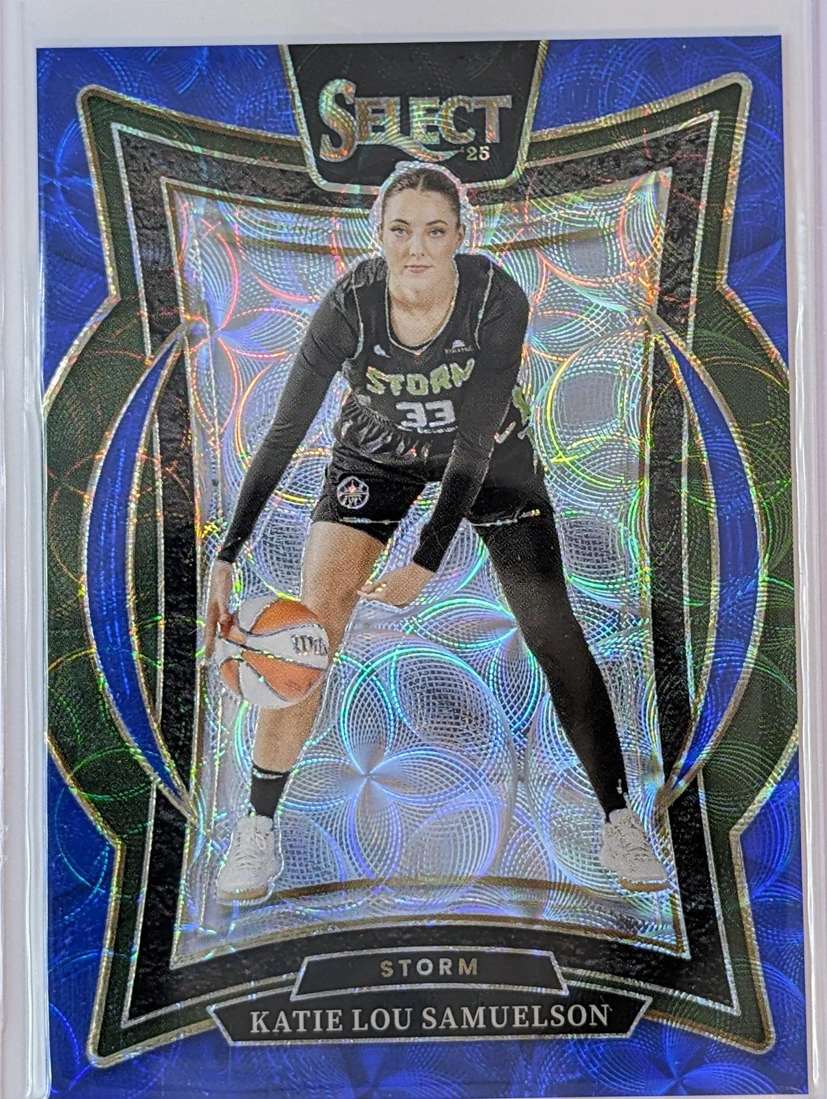 Front of 2025 Panini Select WNBA #53 Katie Lou Samuelson Blue Scope /199