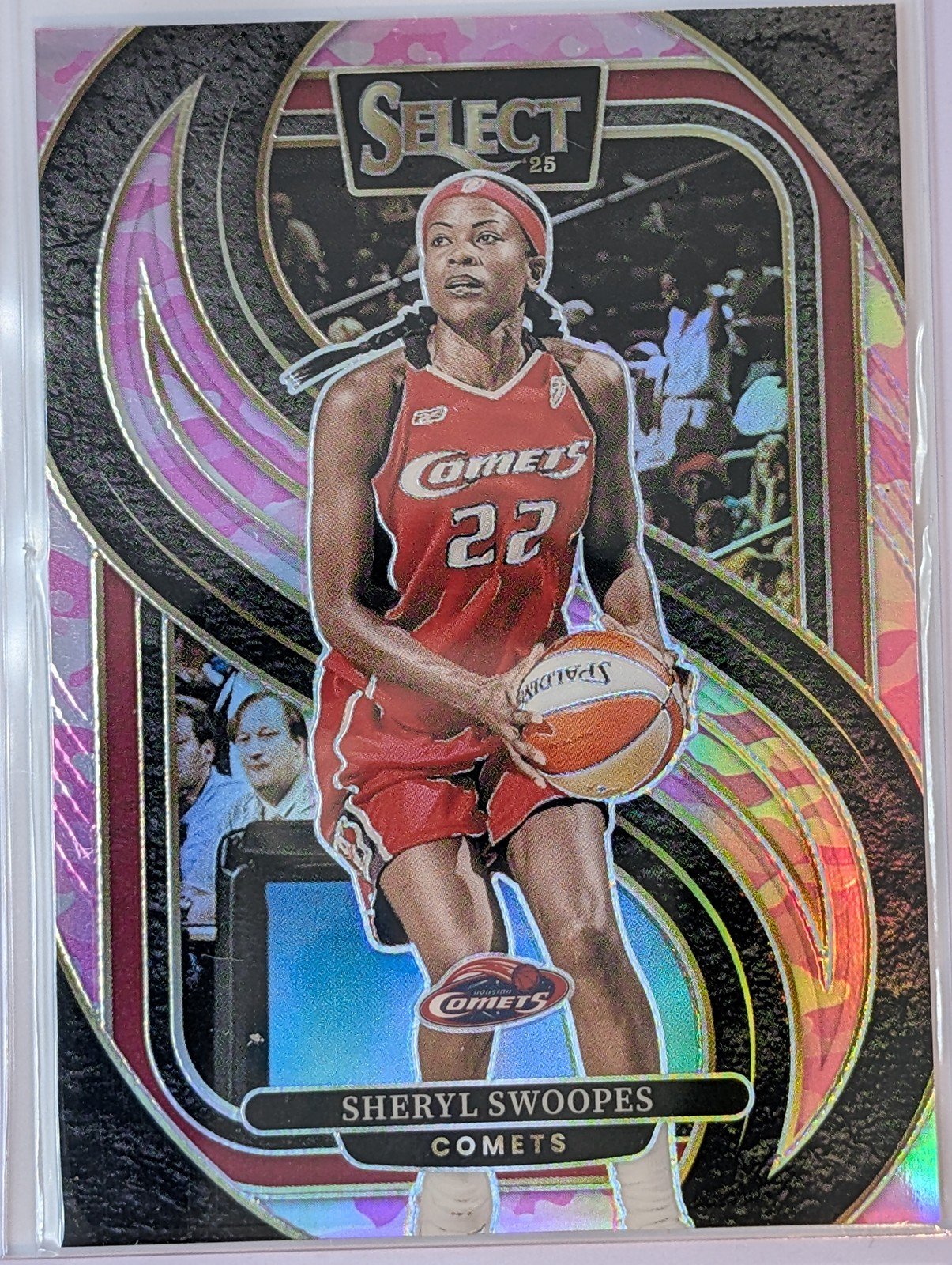 Front of 2025 Panini Select WNBA #106 Sheryl Swoopes "Pink Camo" /175