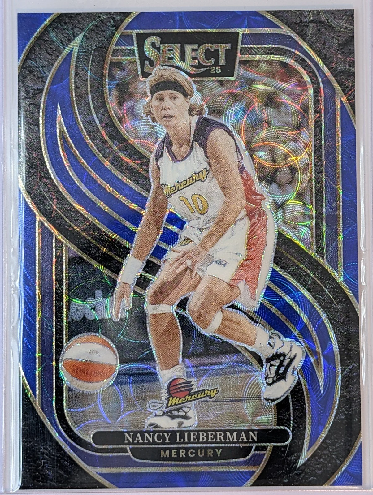 Front of 2025 Panini Select WNBA #135 Nancy Lieberman Blue Scope /199