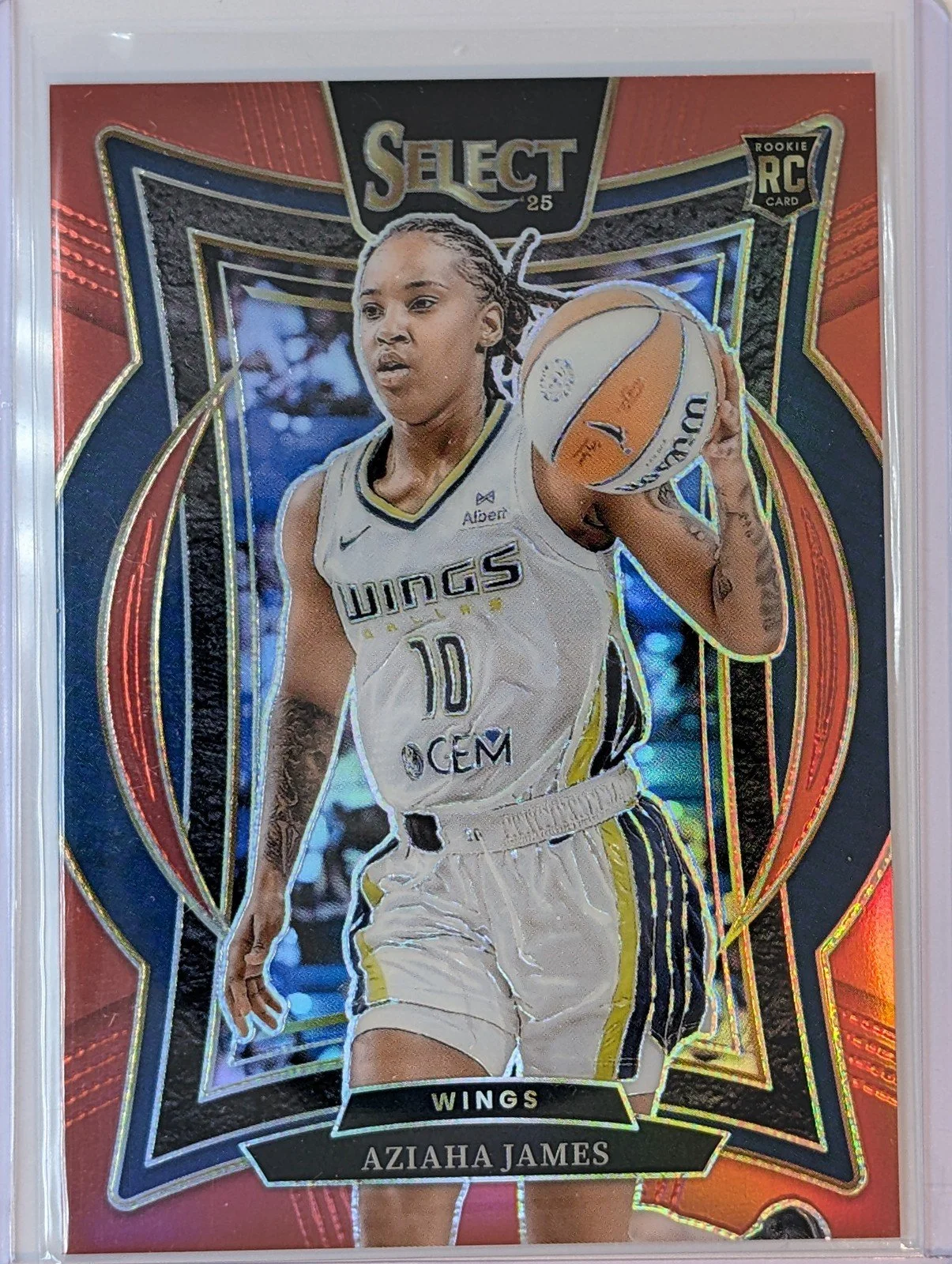 Front of 2025 Panini Select WNBA #76 Aziaha James Red Prizm RC /149